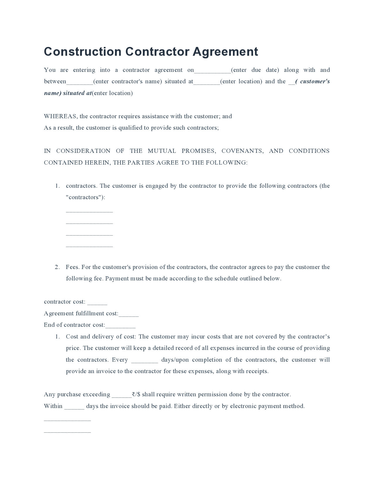 Free construction contract template 21