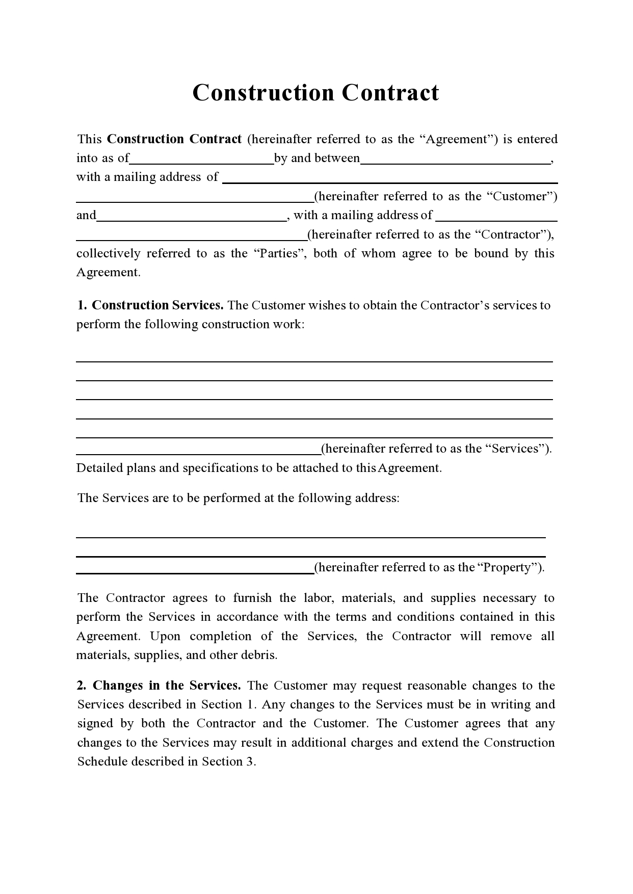 Free construction contract template 26