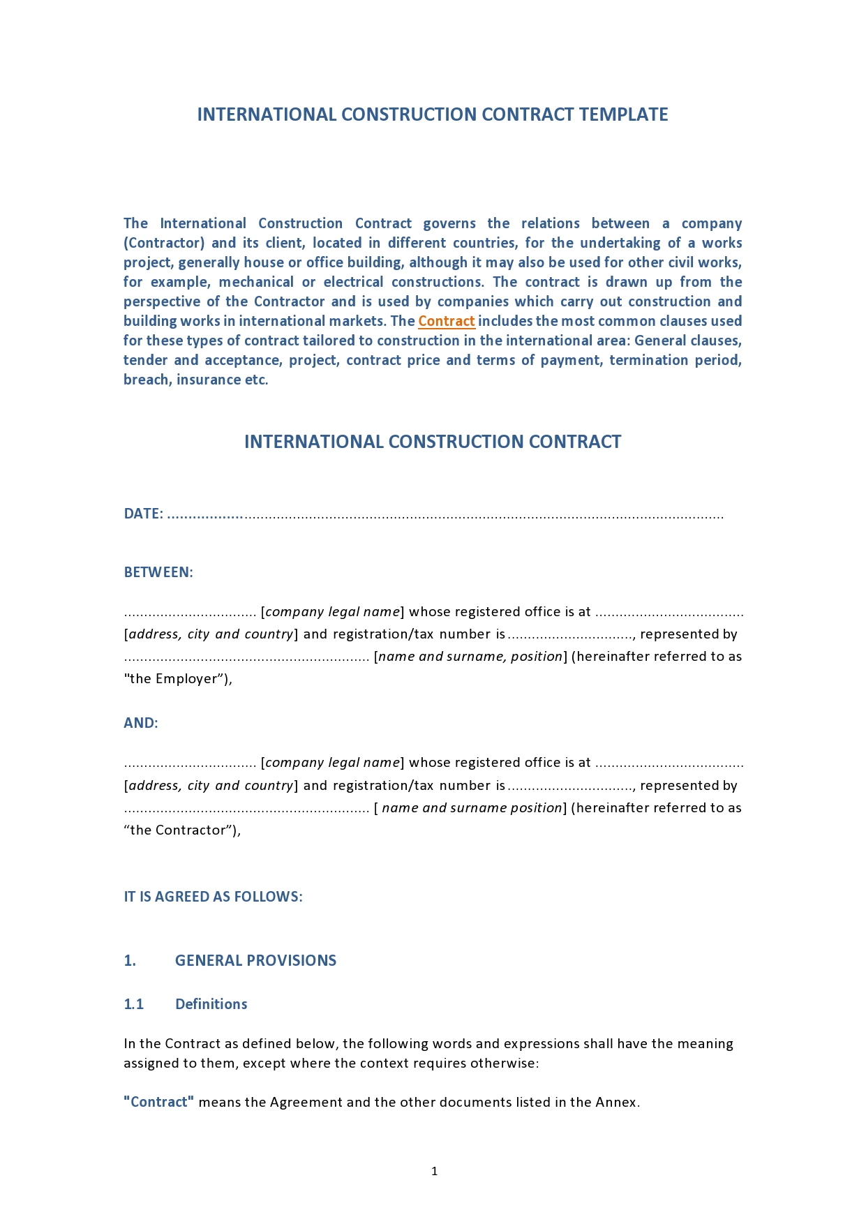 Free construction contract template 38