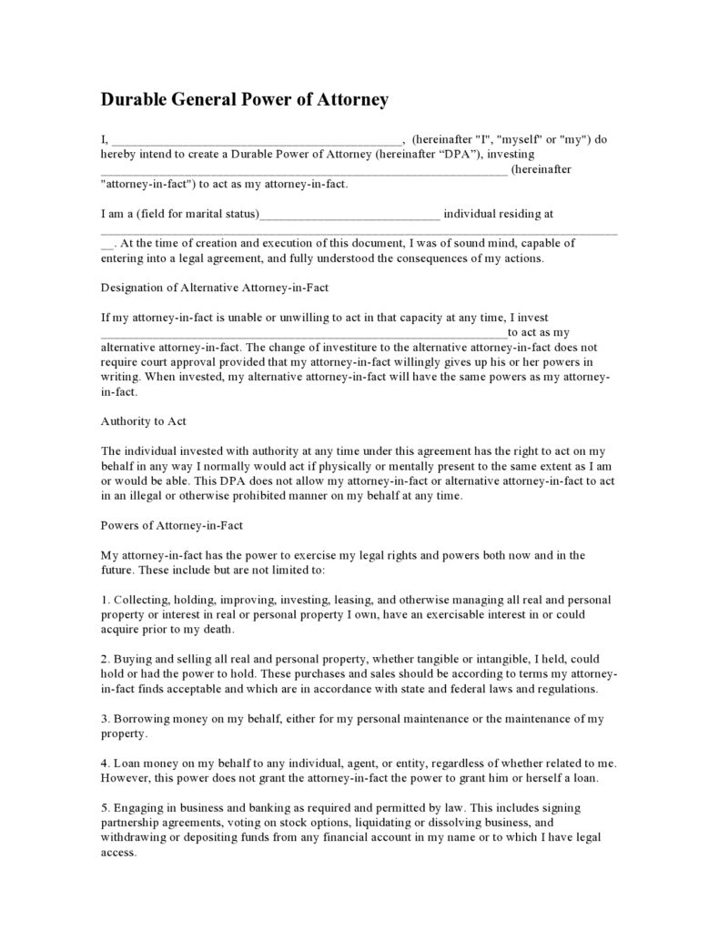 41 Best Durable Power of Attorney Templates Forms Free