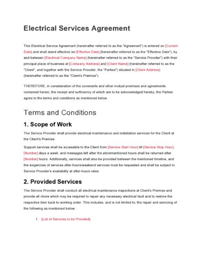 38 Free Electrical Contract Templates ( Agreement Examples) ᐅ TemplateLab
