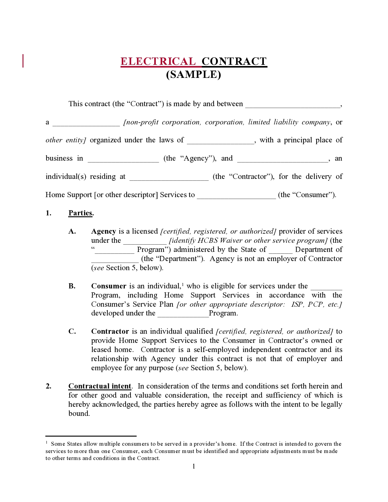 Free electrical contract 32