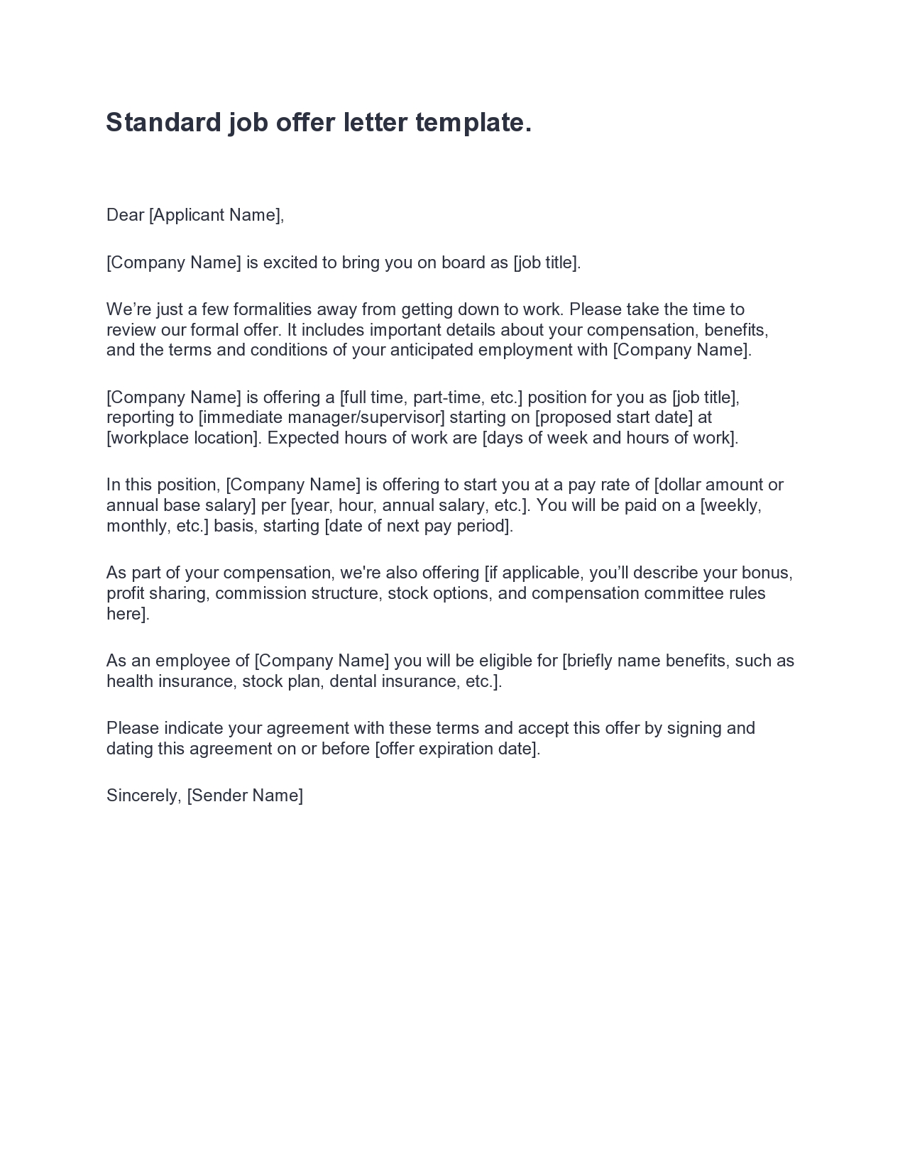 Free employment offer letter template 06