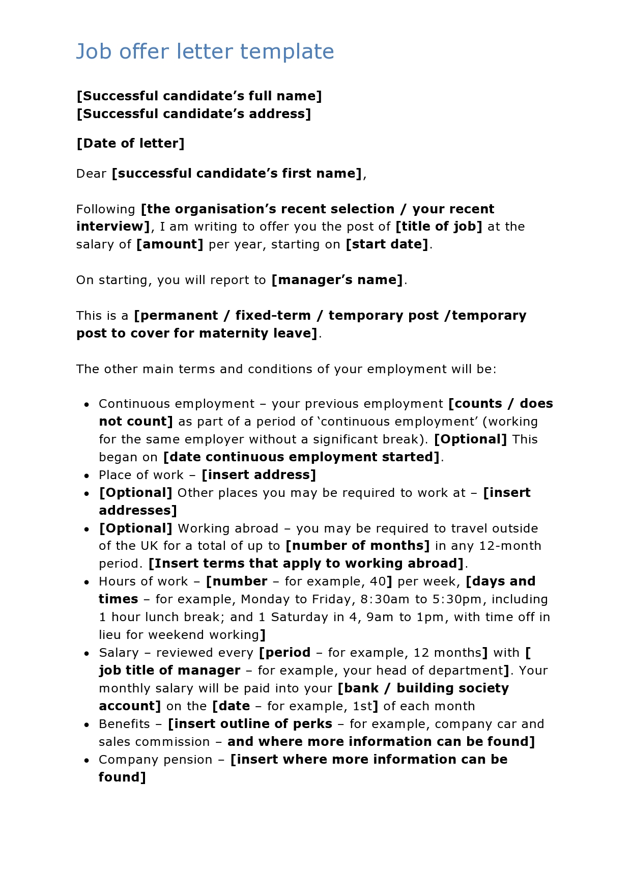 Free employment offer letter template 08