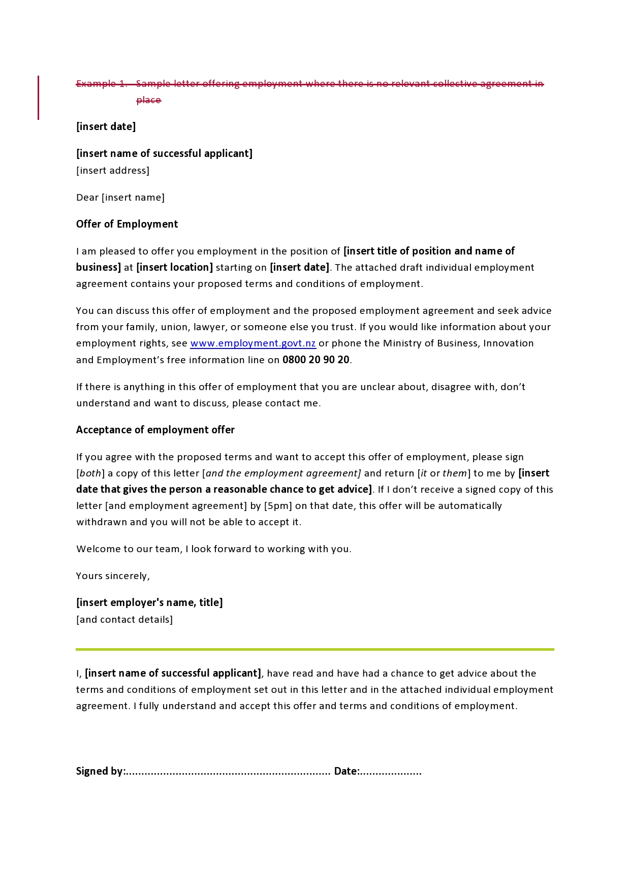 Free employment offer letter template 14