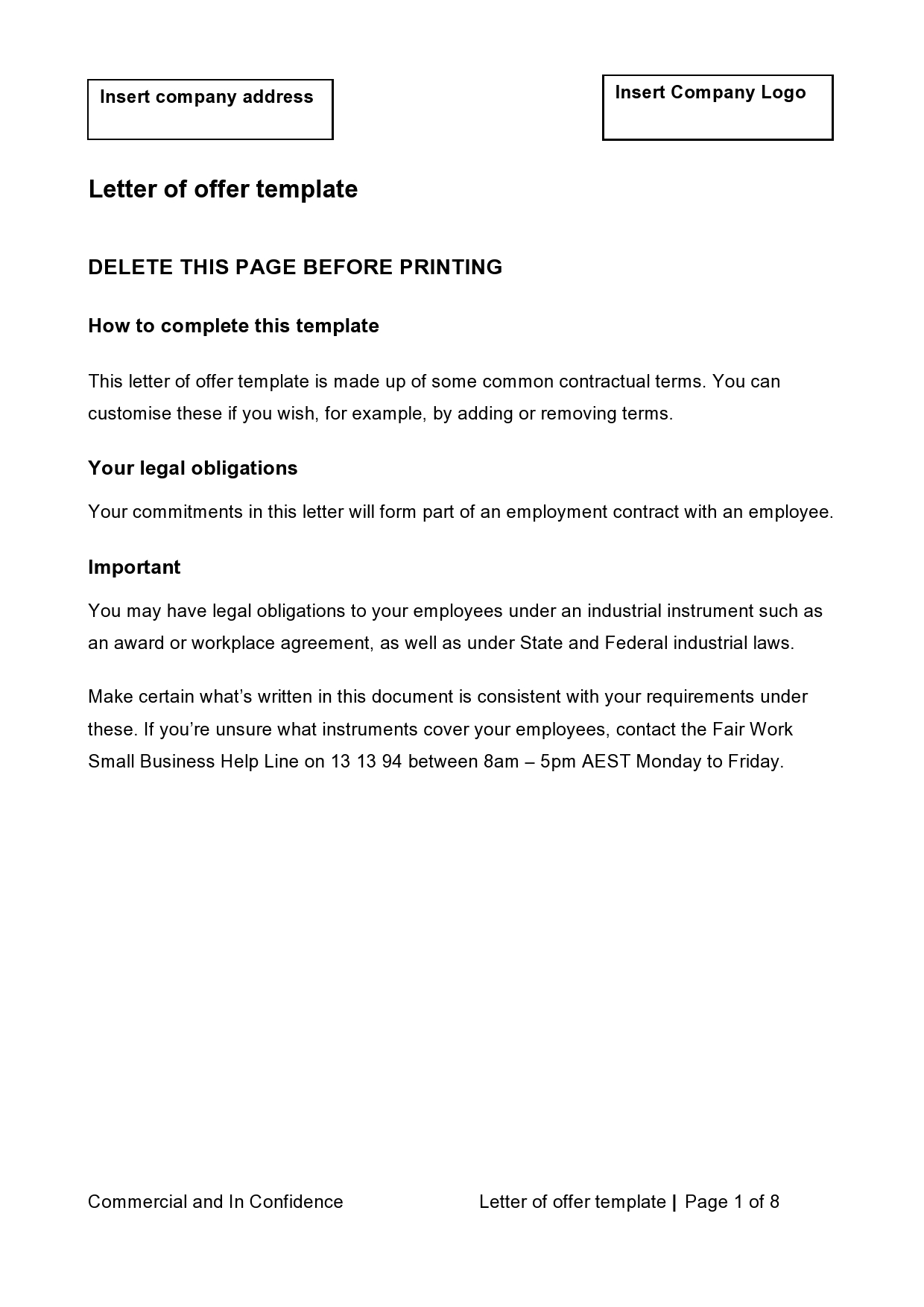 Free employment offer letter template 15