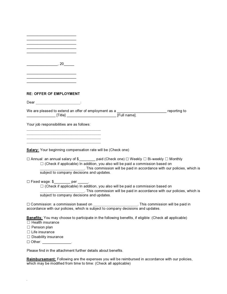 42 Professional Employment Offer Letter Templates [Word]