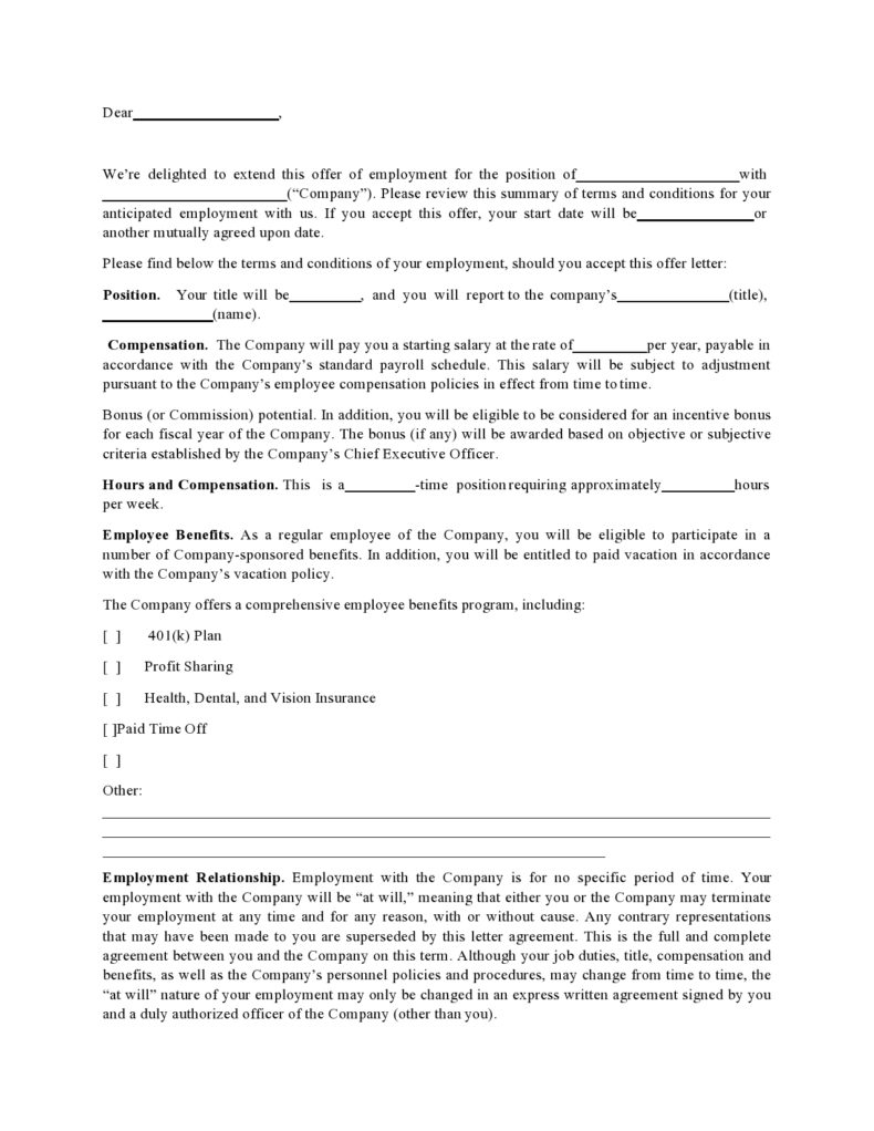 42 Professional Employment Offer Letter Templates [Word]