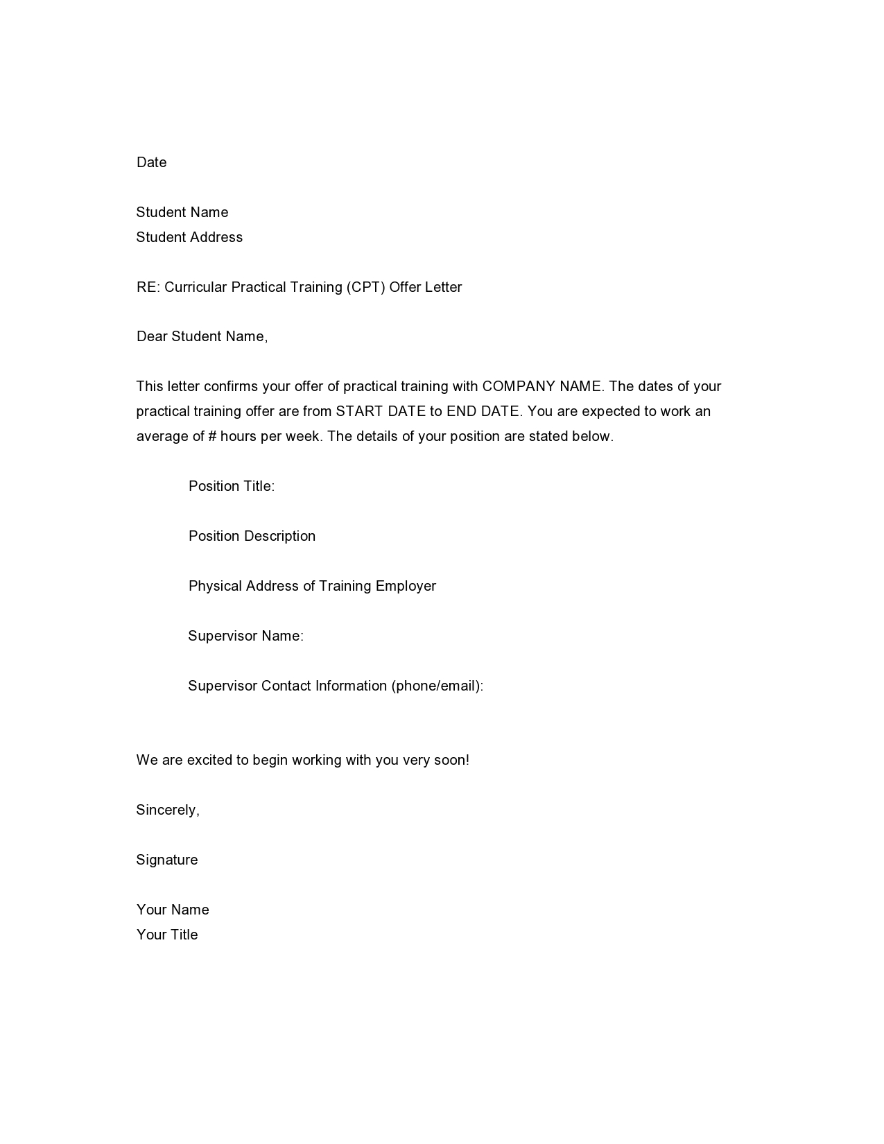 Free employment offer letter template 33