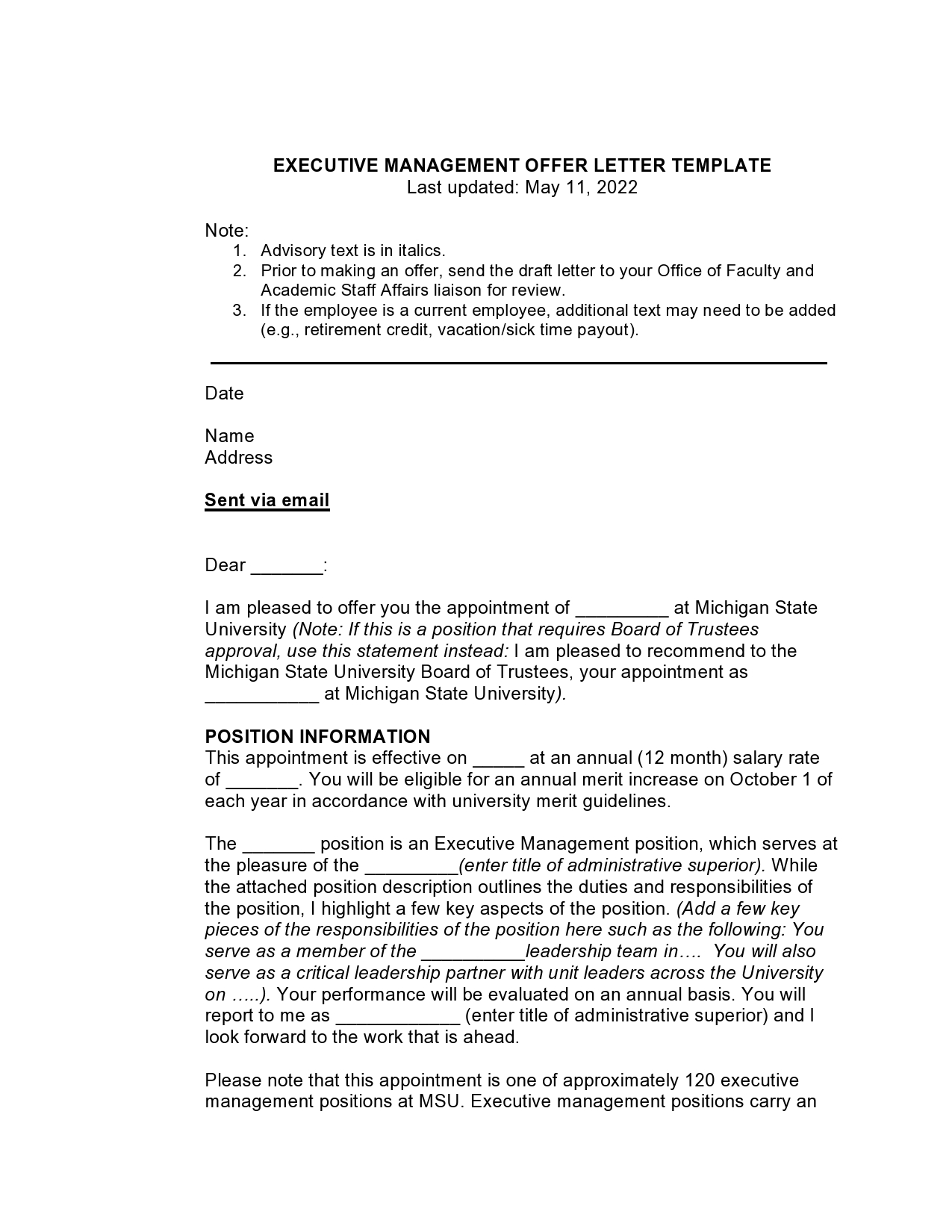 Free employment offer letter template 40
