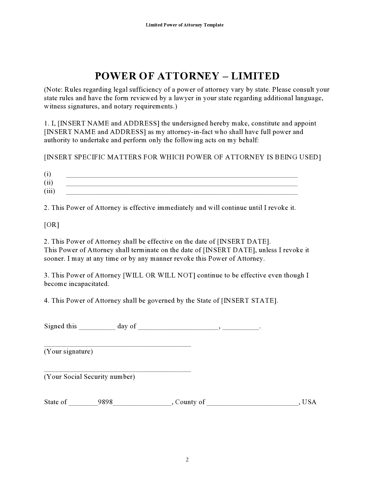 Free limited power of attorney 29