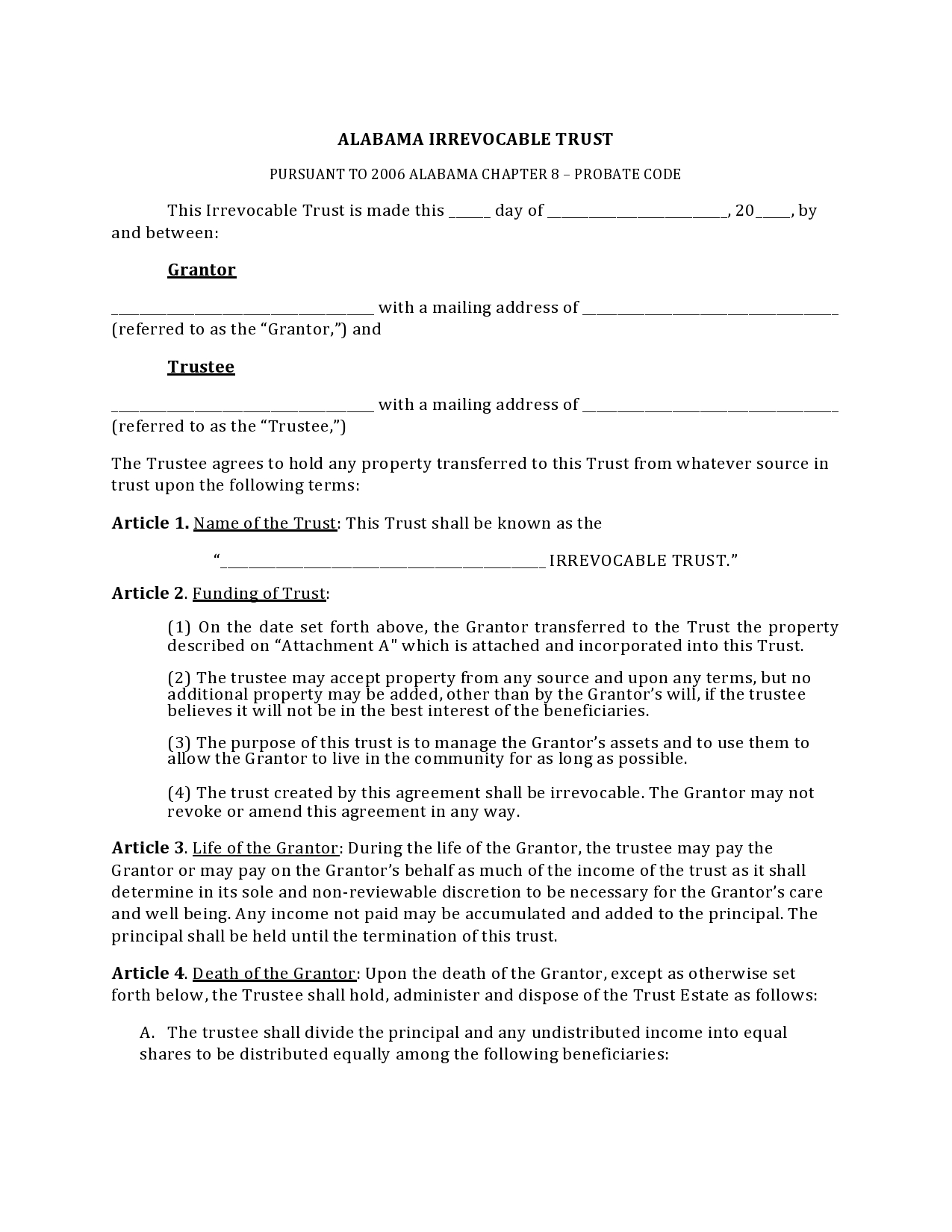 Free living trust forms 06