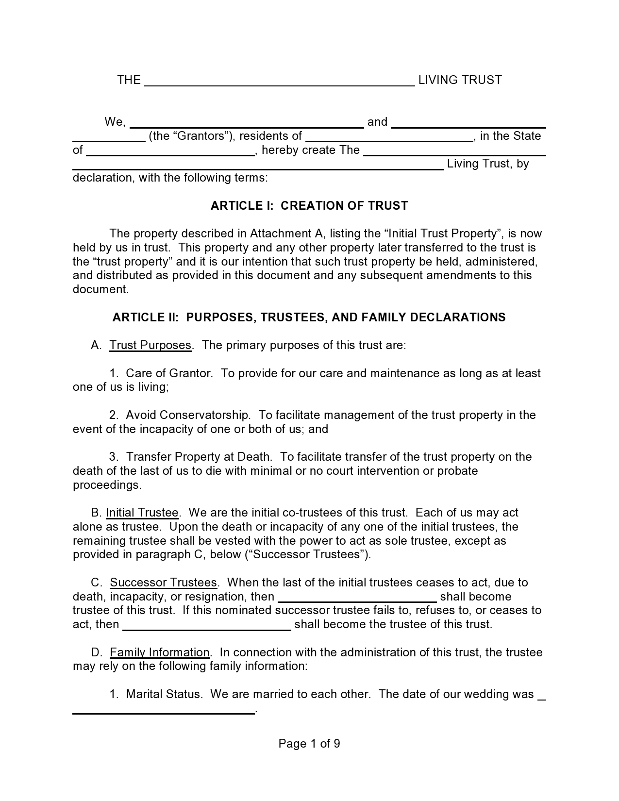 Free living trust forms 20
