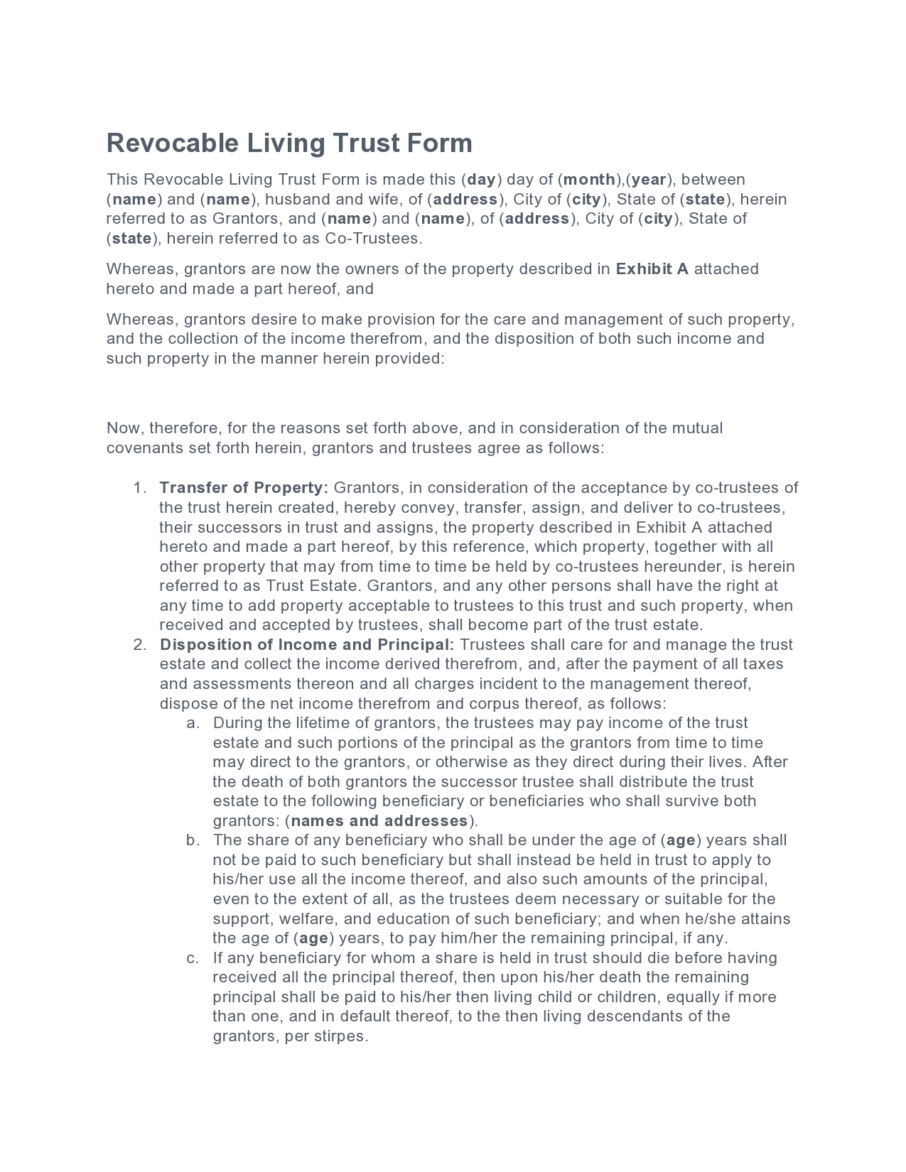 Free living trust forms 22