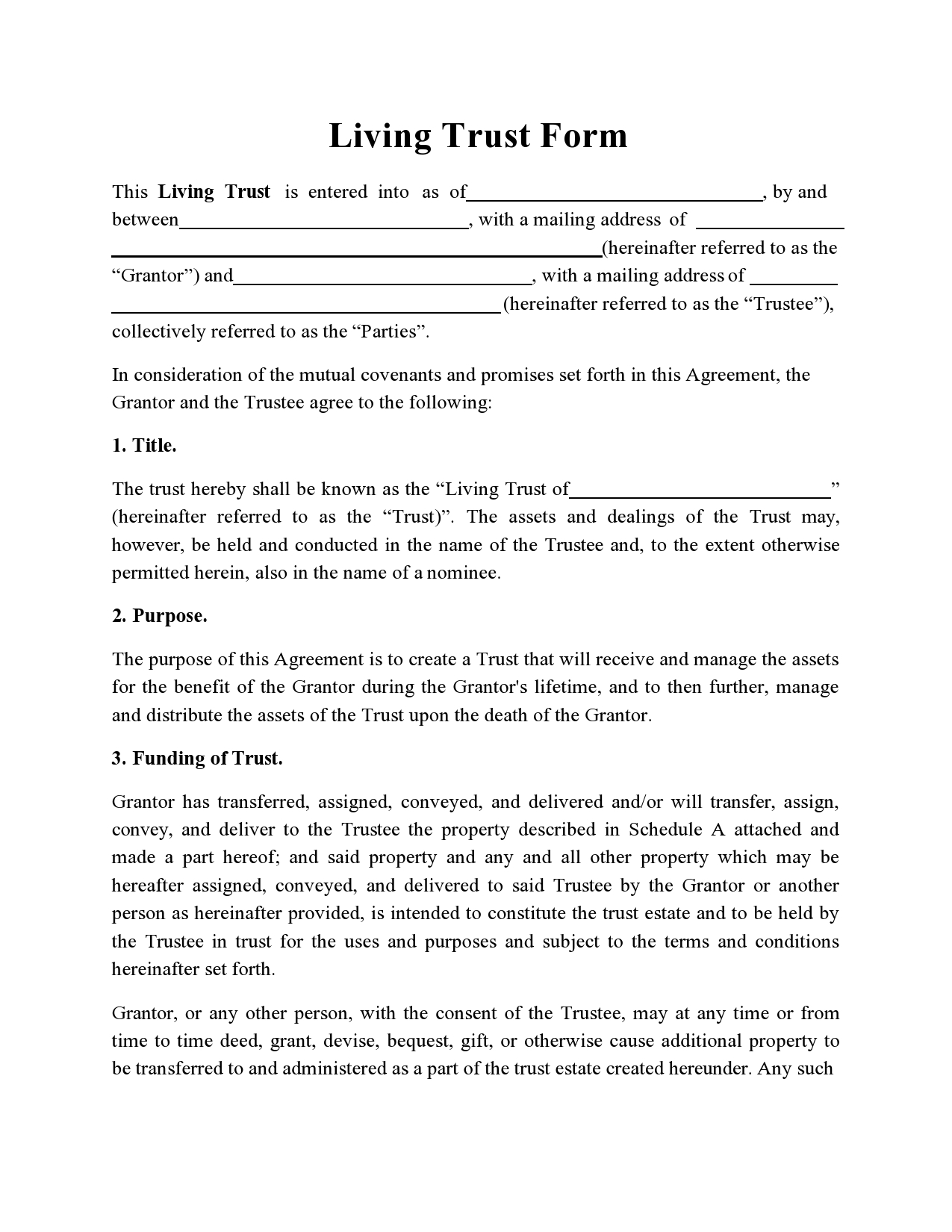 Free living trust forms 33