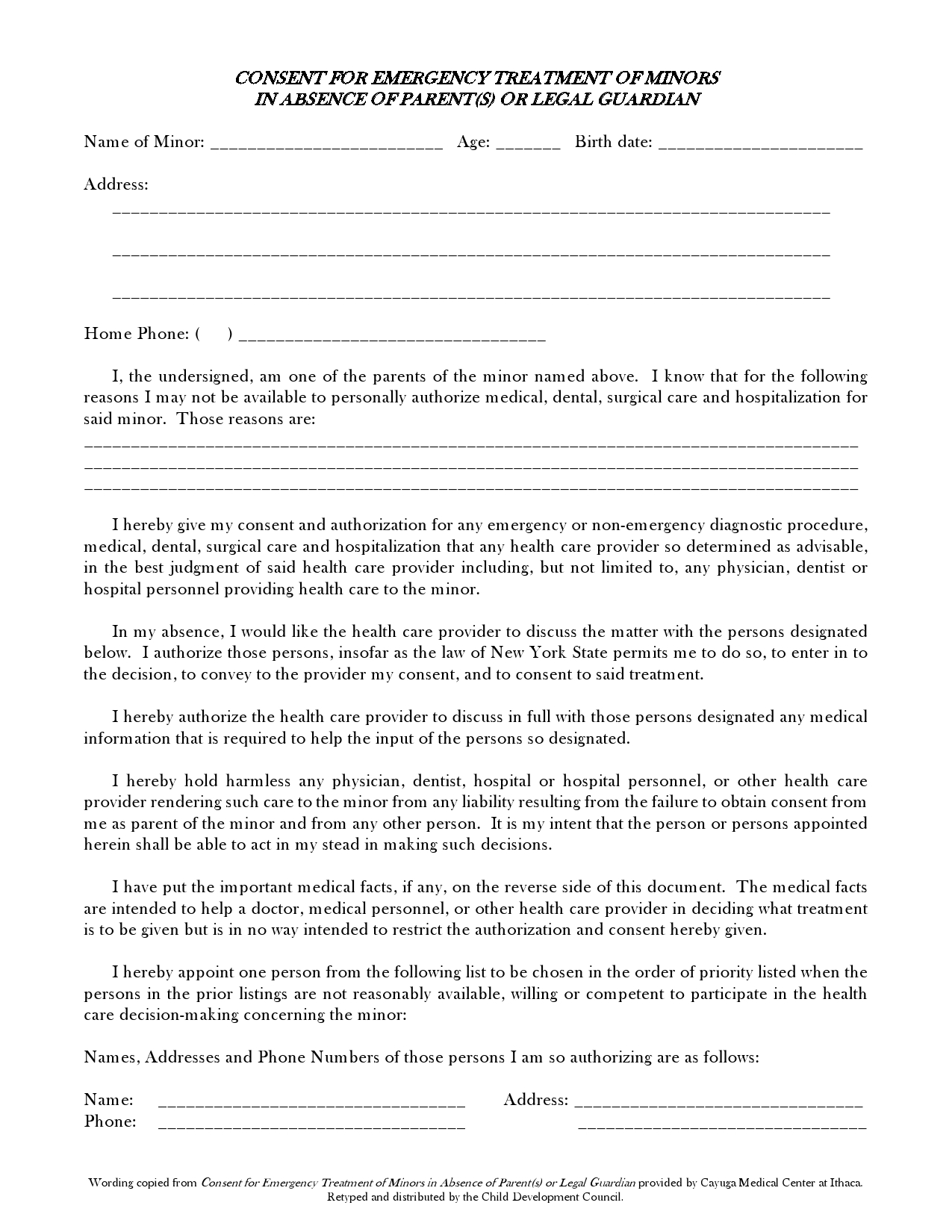 Free medical consent form for minor 06