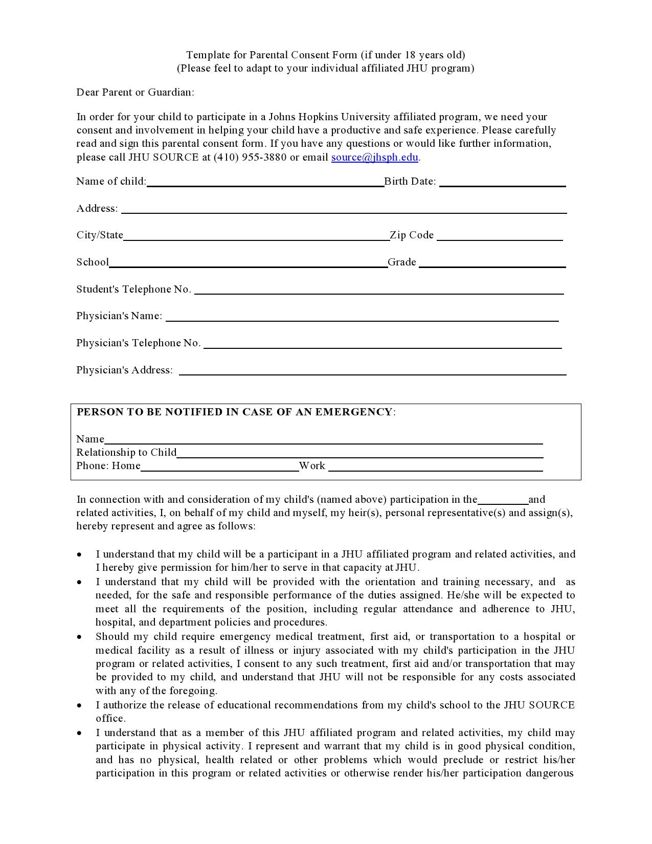 Free medical consent form for minor 14