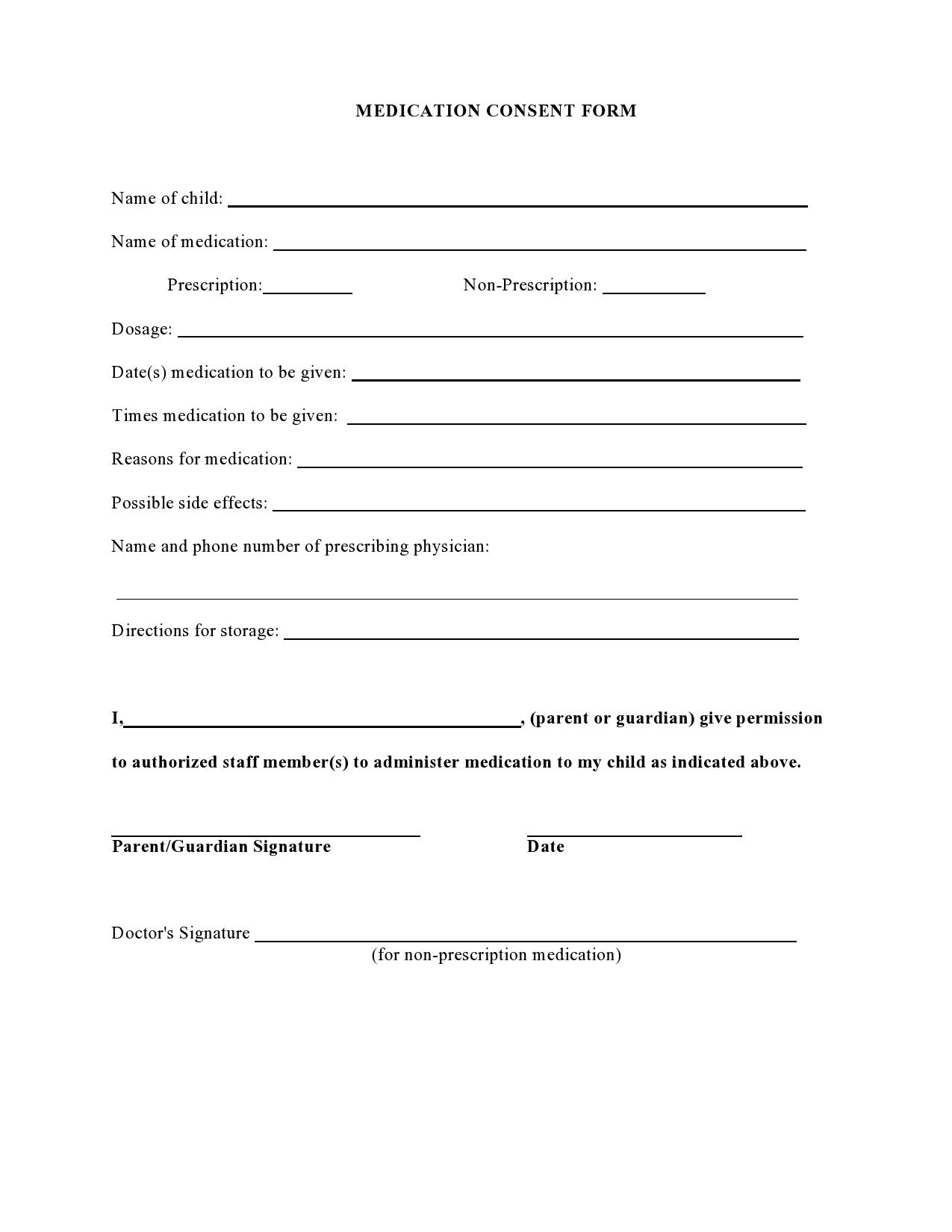 Free medical consent form for minor 30