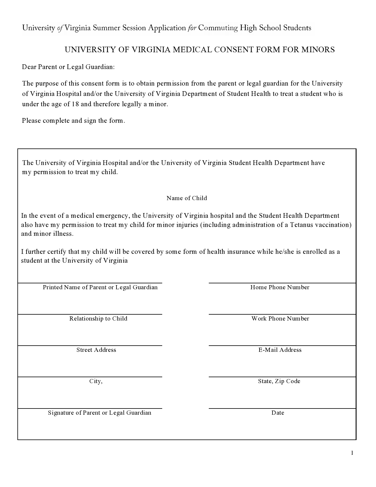 Free medical consent form for minor 41