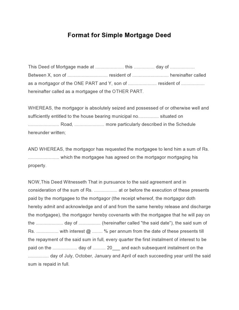 46 Great Mortgage Deed & Mortgage Agreement Samples [Free]
