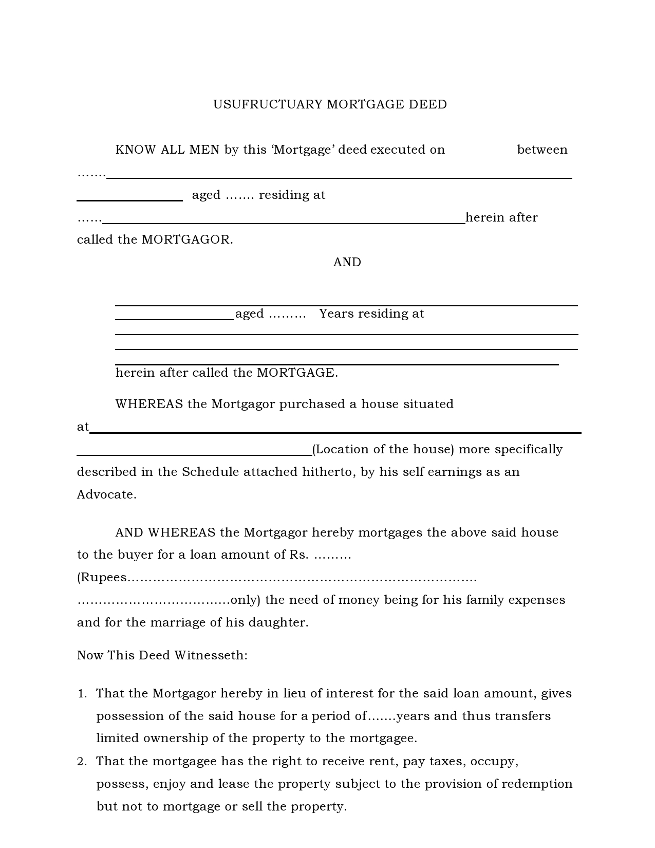 Free mortgage deed 40