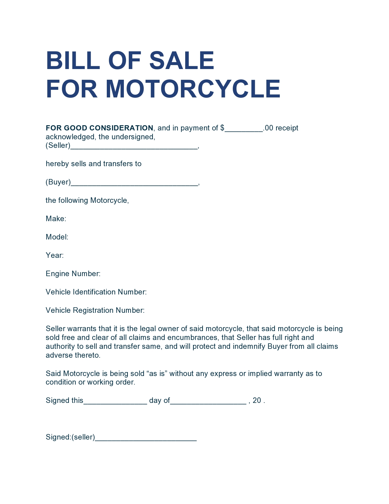 Free motorcycle bill of sale 31