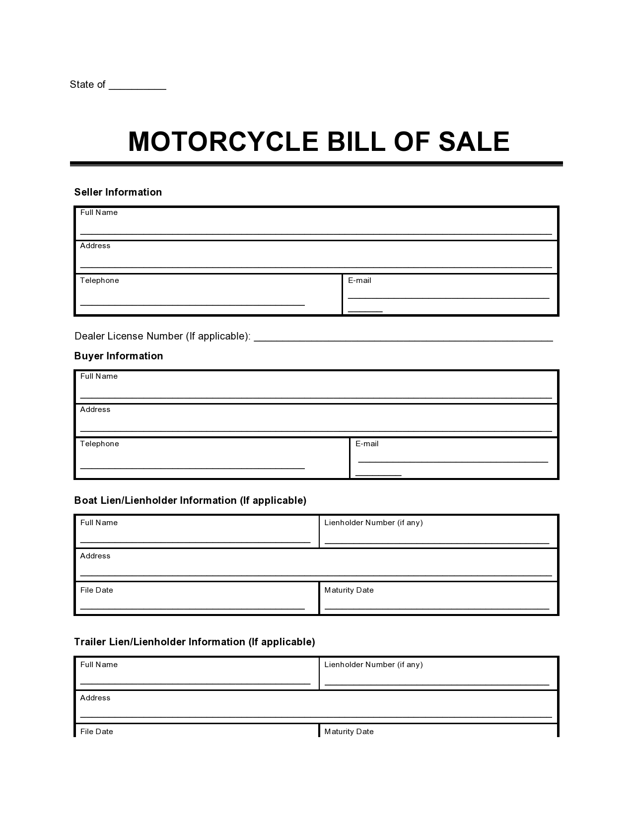 Free motorcycle bill of sale 33