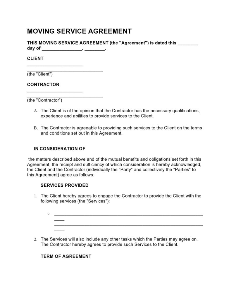 38 Perfect Moving Contract Templates Free ᐅ TemplateLab 38 Perfect Moving Contract Templates Free ᐅ TemplateLab