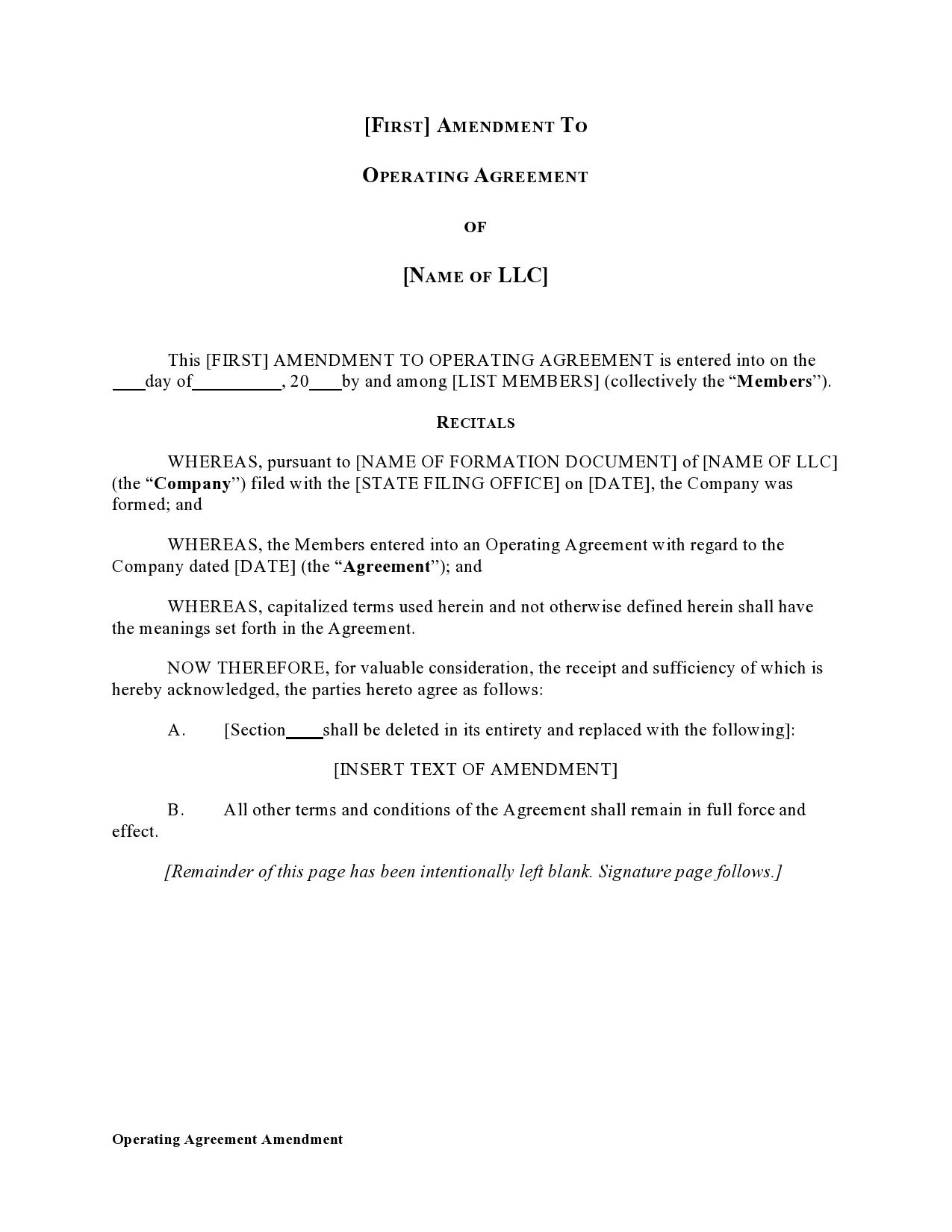 Free operating agreement amendment 03
