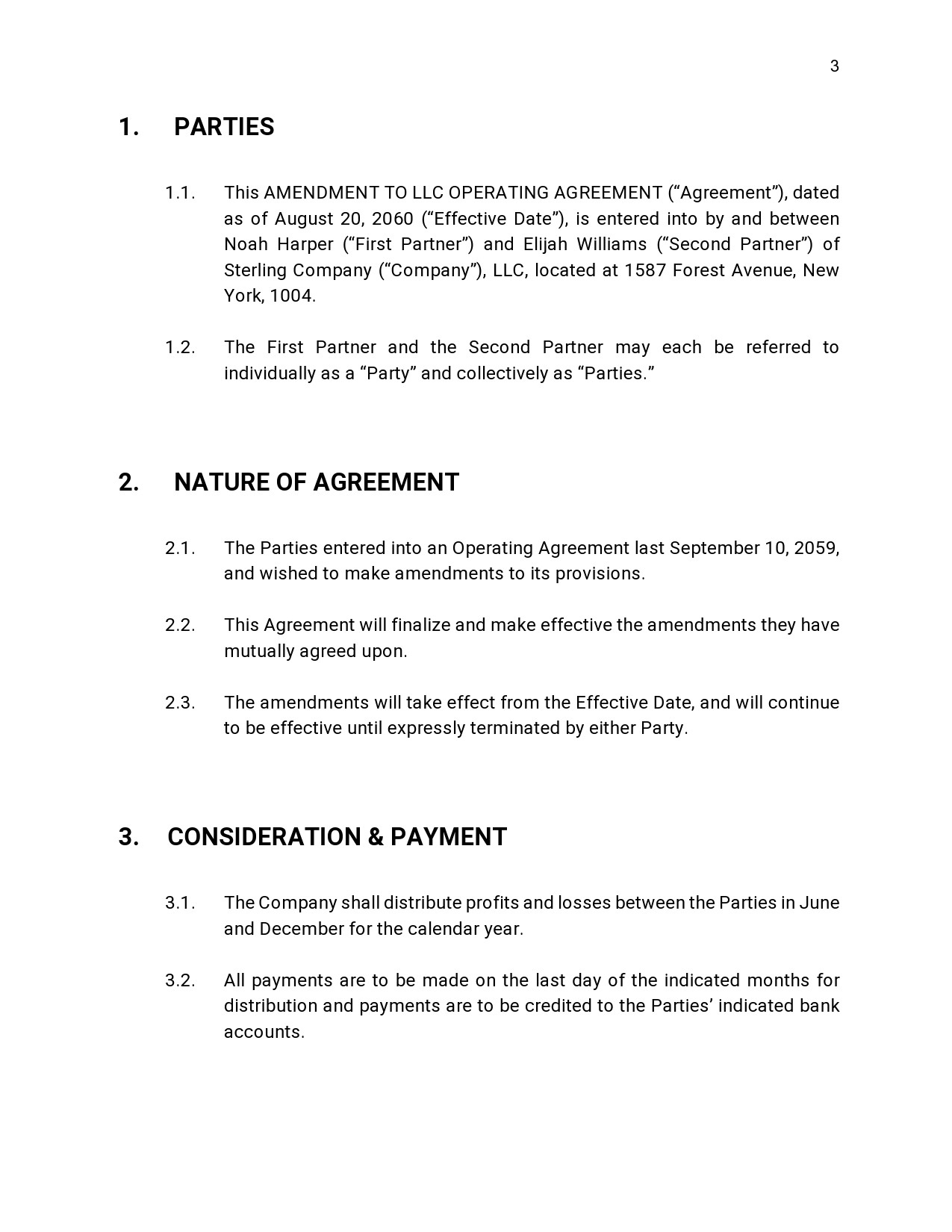 Free operating agreement amendment 06