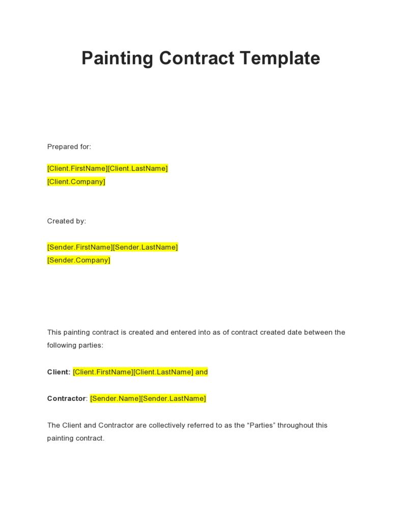 41 Free Painting Contract Templates [Word] ᐅ TemplateLab