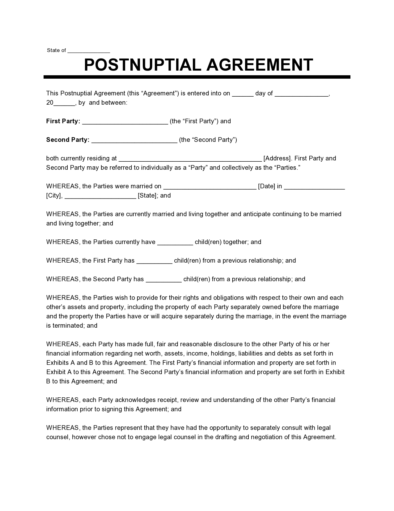 Free postnuptial agreement template 02