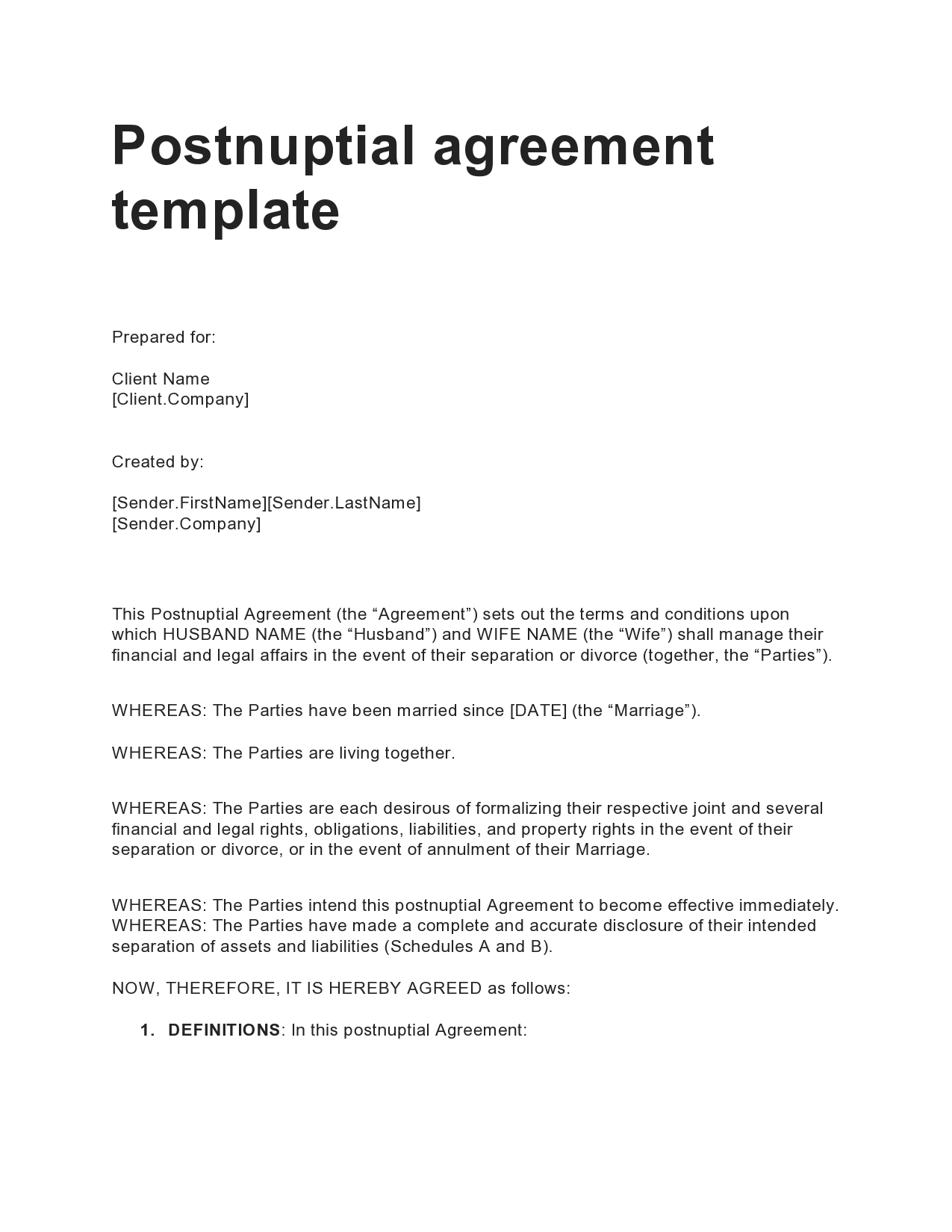 Free postnuptial agreement template 03
