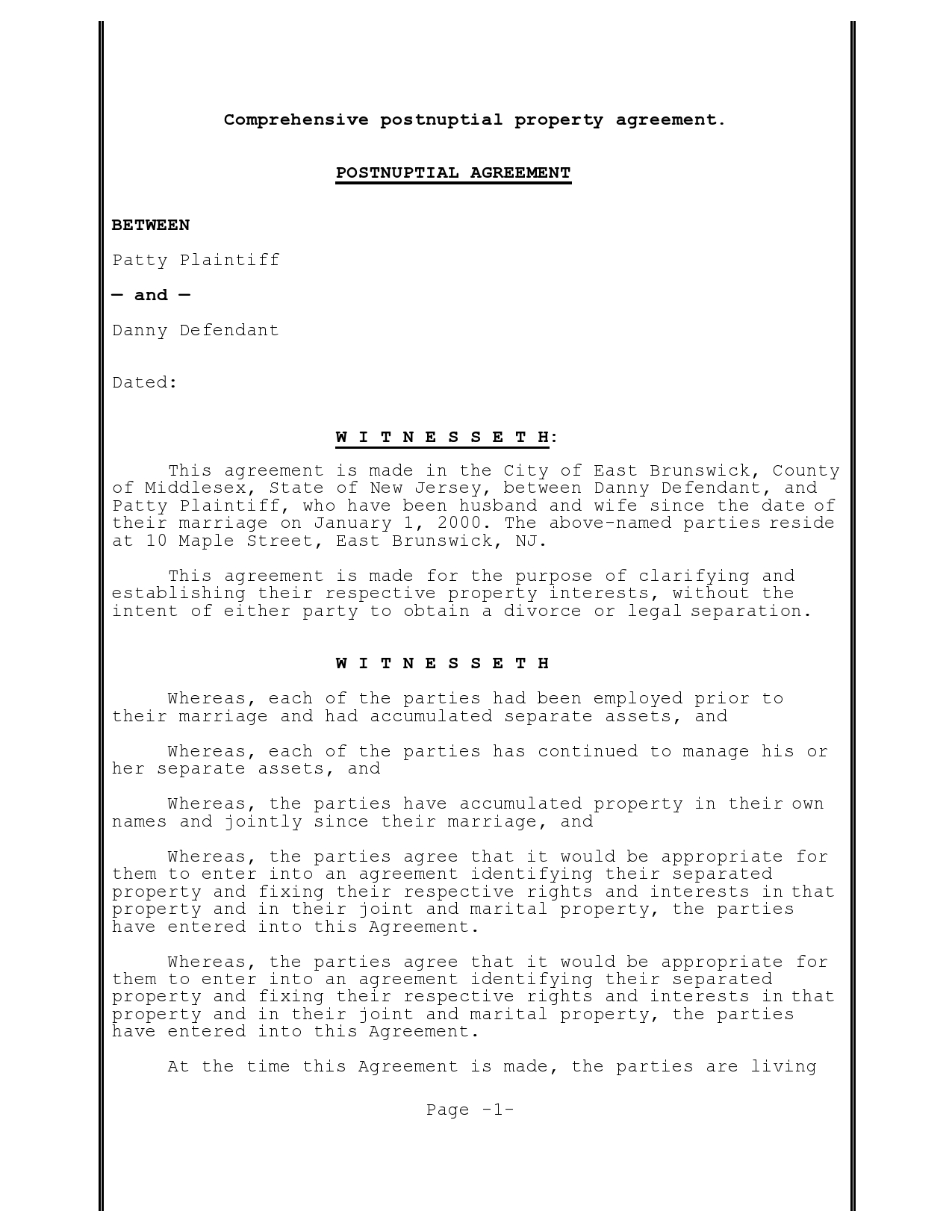Free postnuptial agreement template 10
