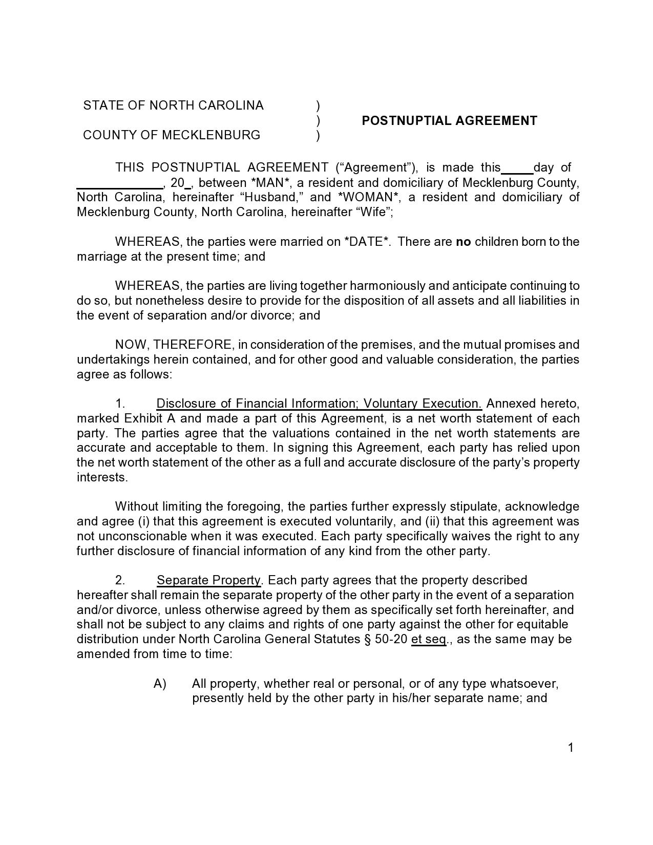 Free postnuptial agreement template 11