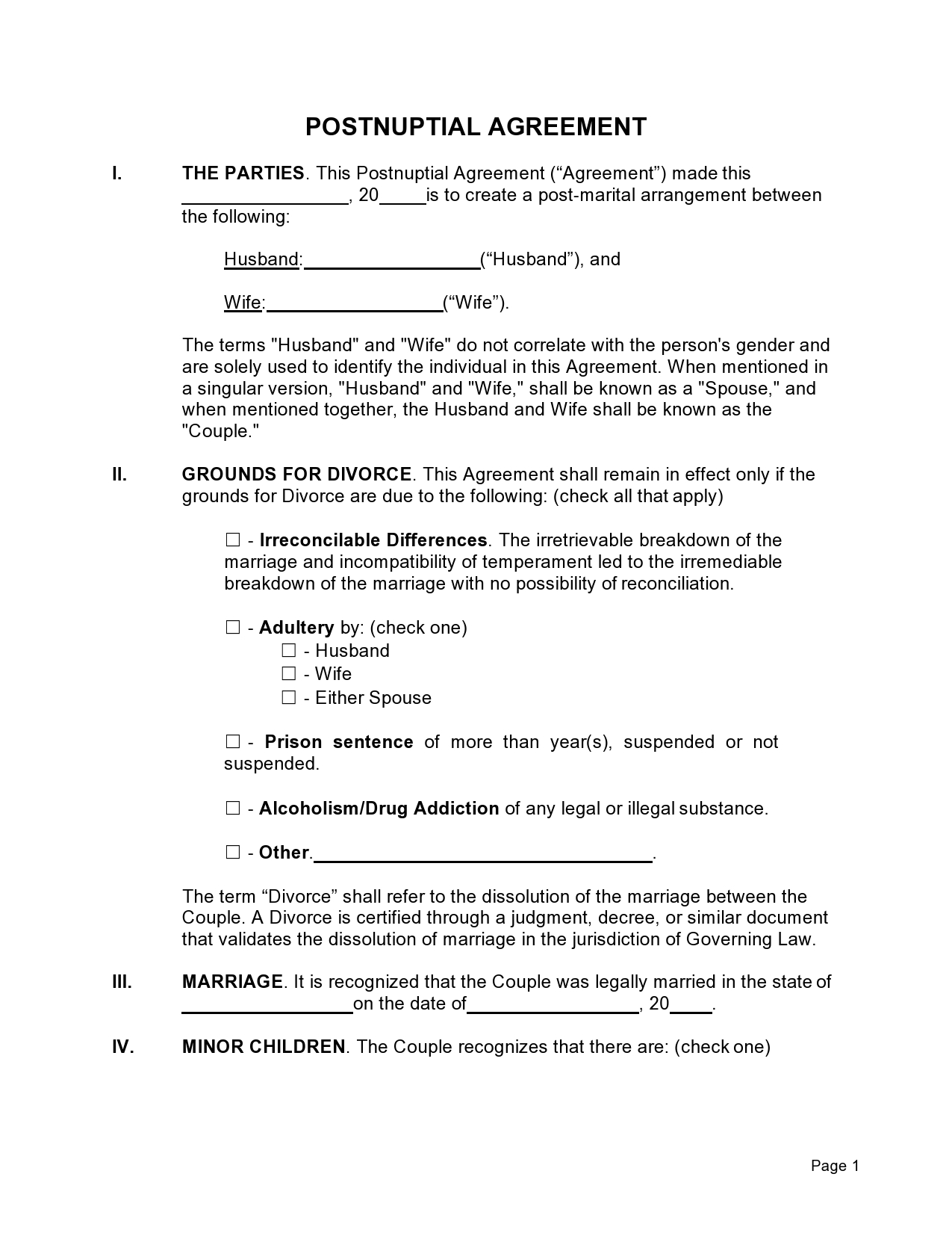 Free postnuptial agreement template 23