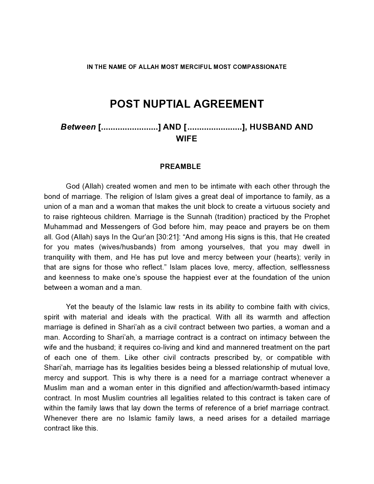 Free postnuptial agreement template 24