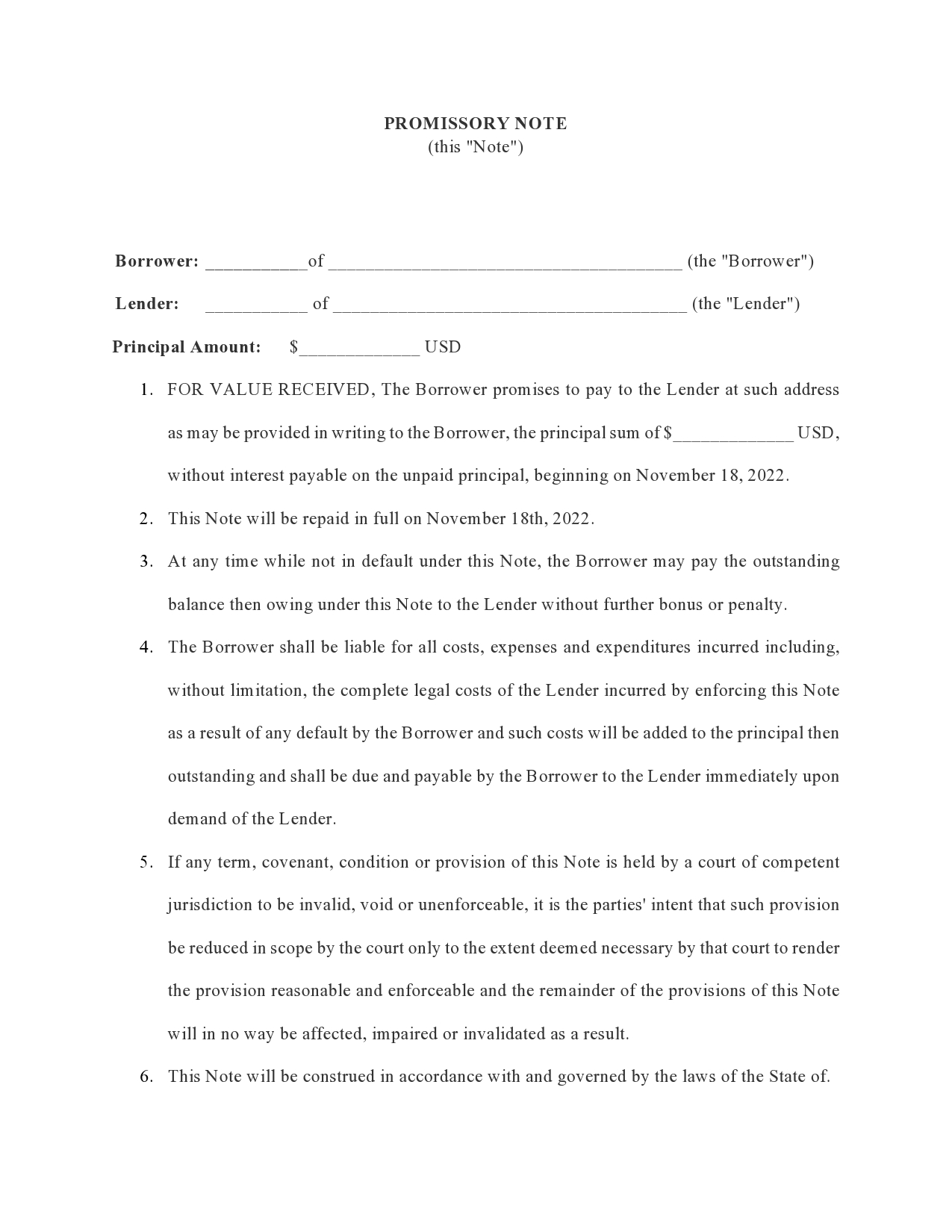 Free promissory note template 04