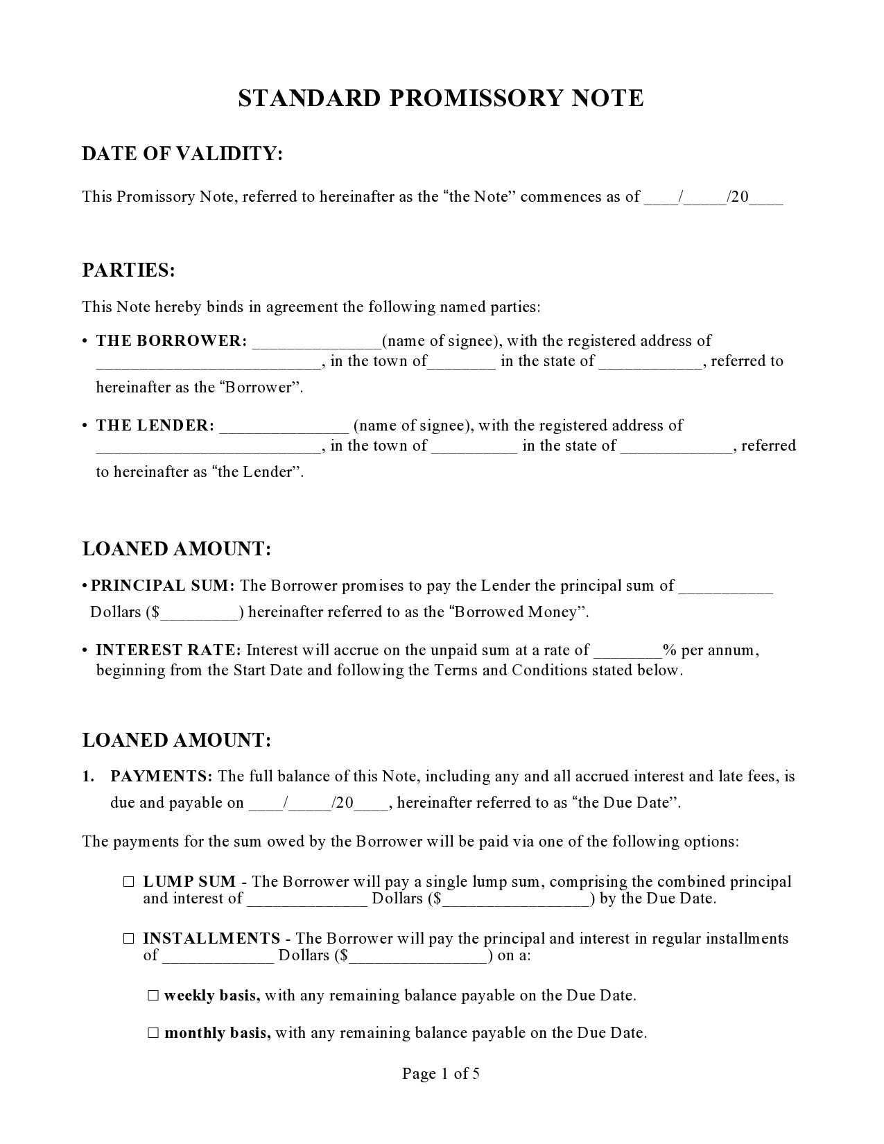 Free promissory note template 07