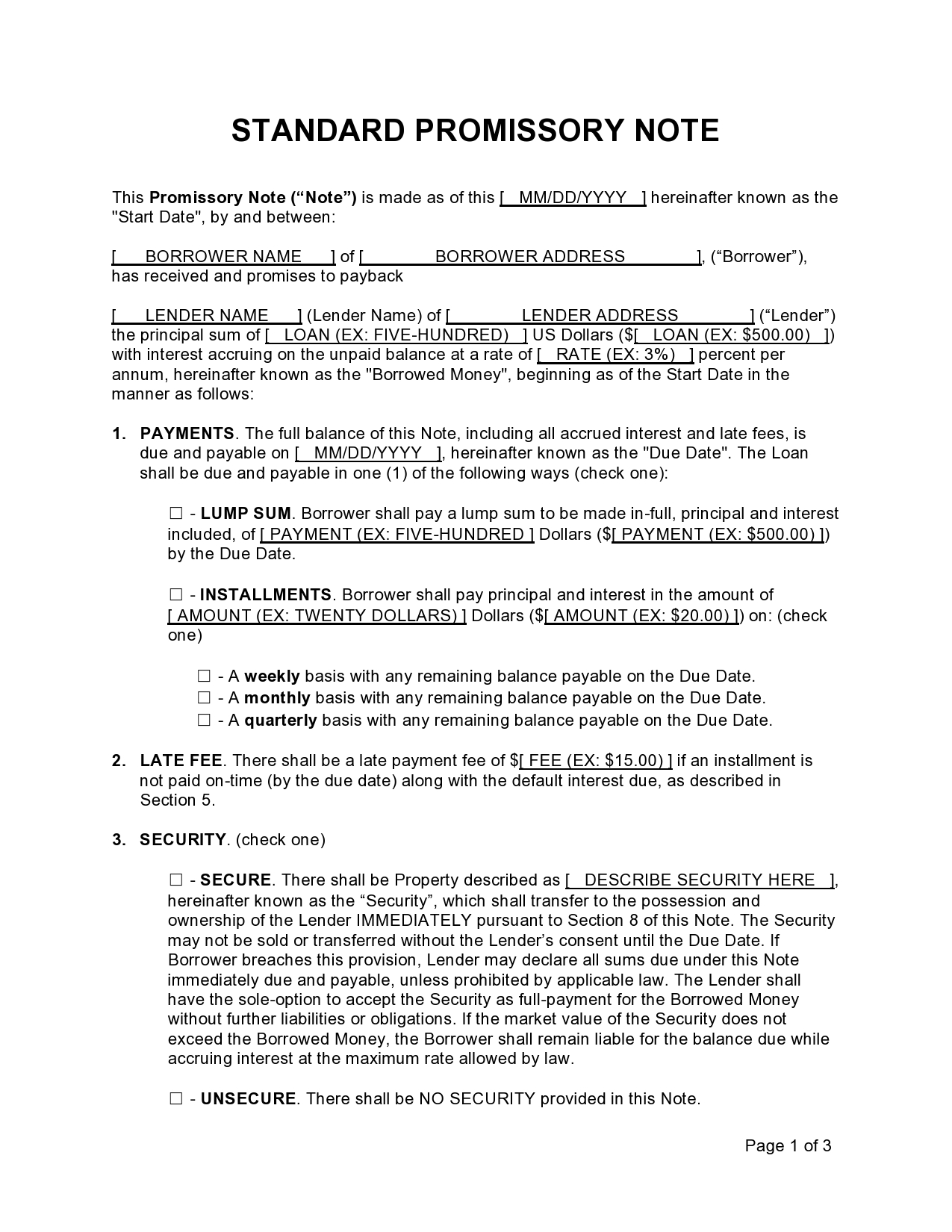 Free promissory note template 14