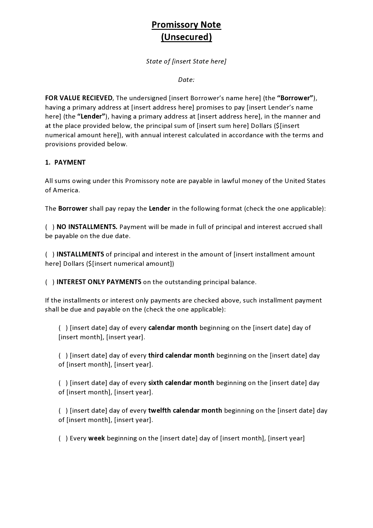 Free promissory note template 22