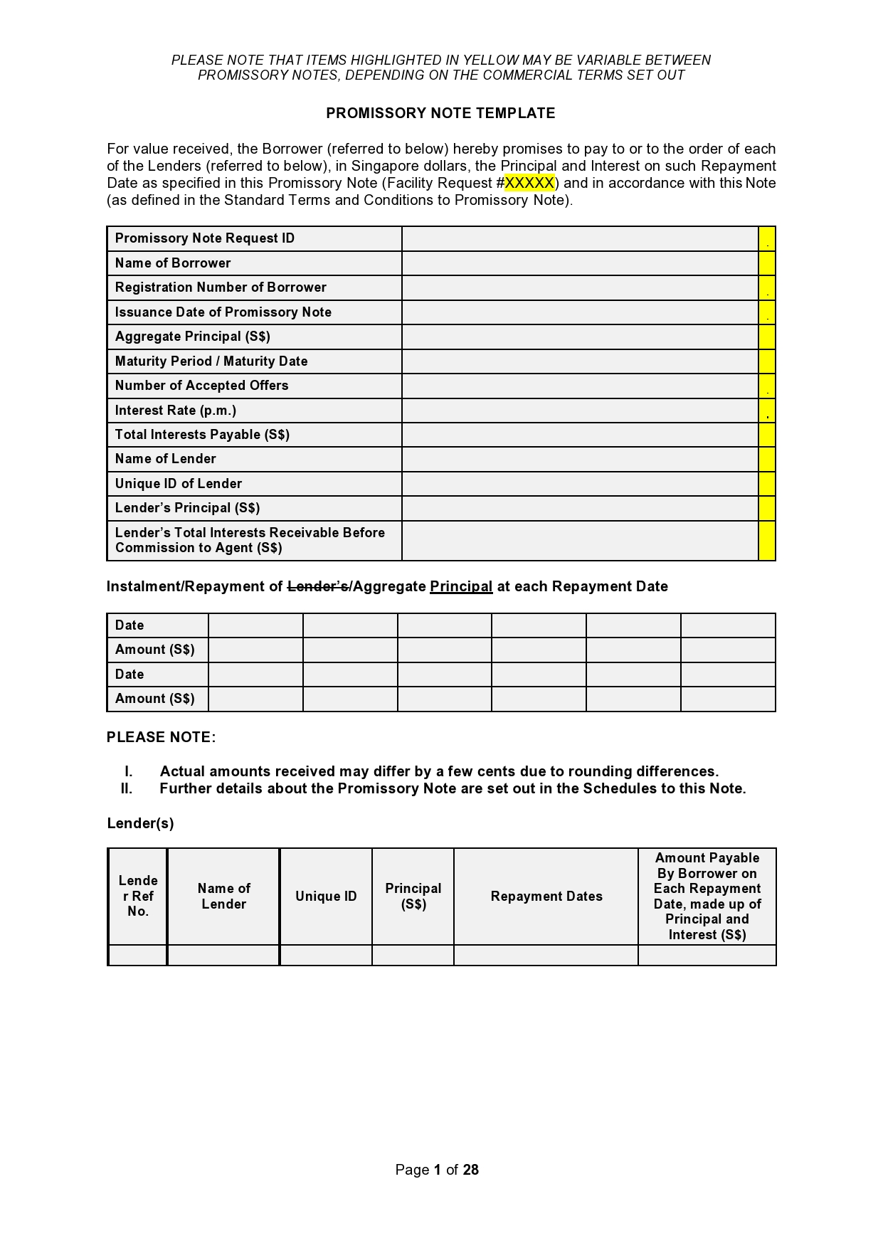 Free promissory note template 28