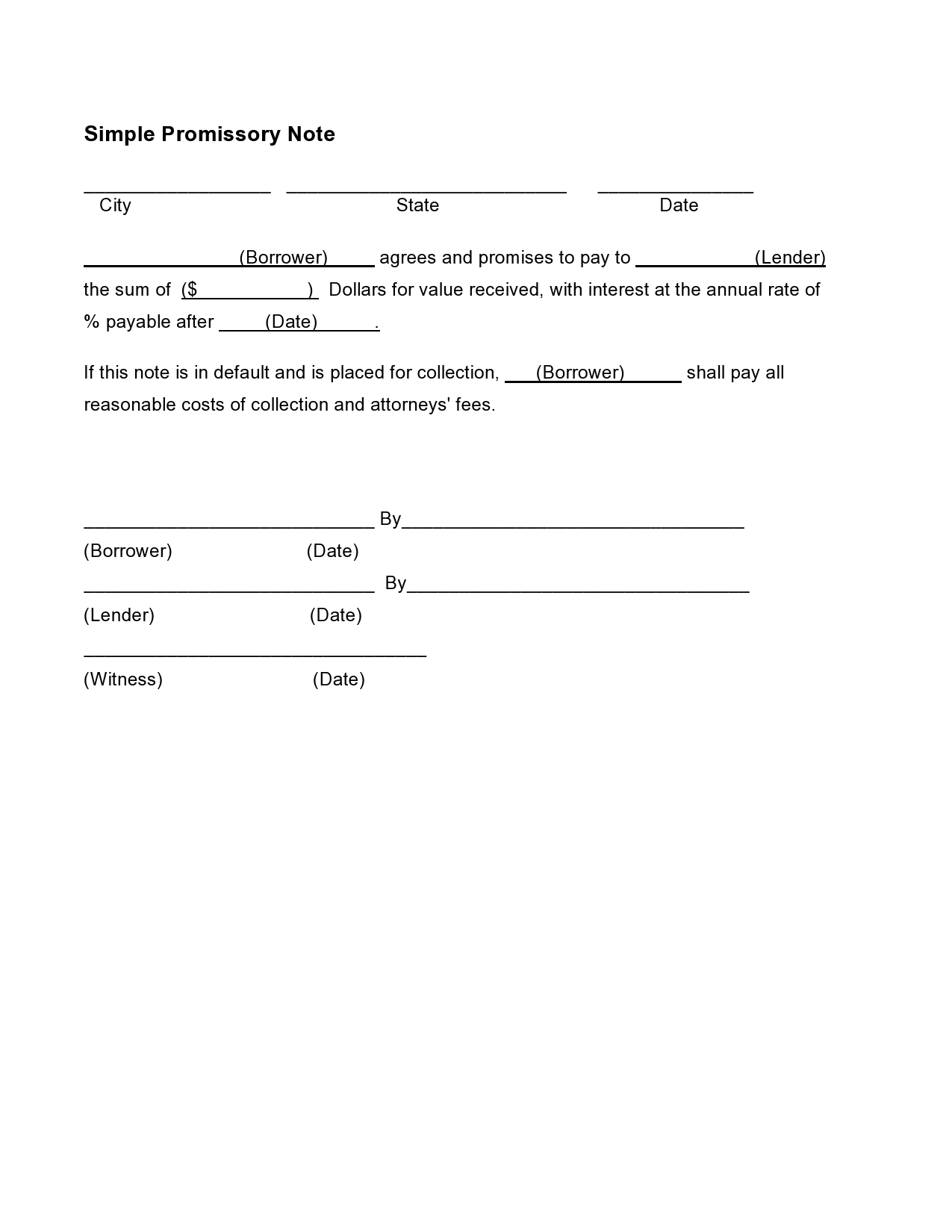 Free promissory note template 29