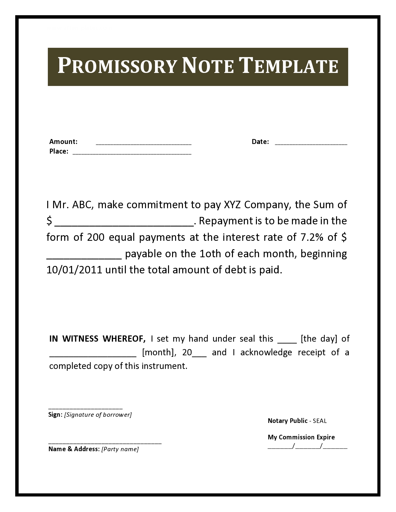 Free promissory note template 32