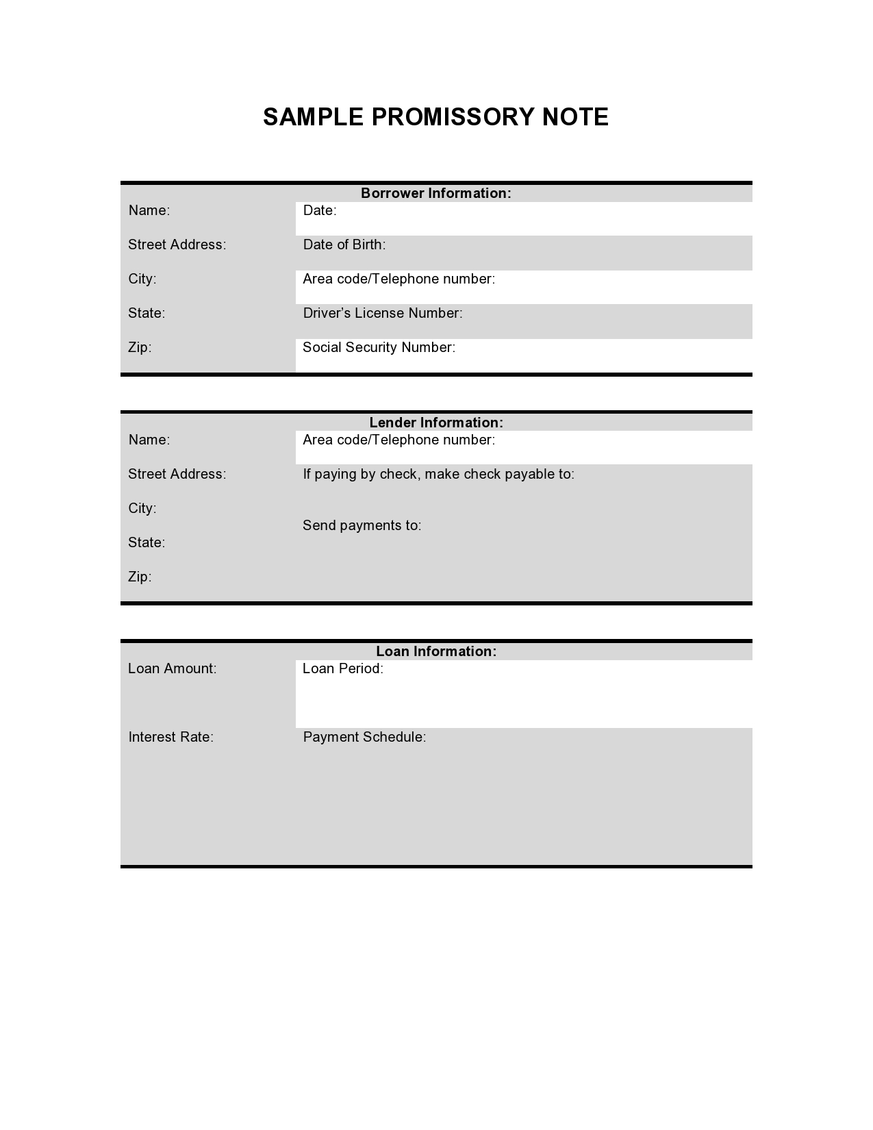 Free promissory note template 33
