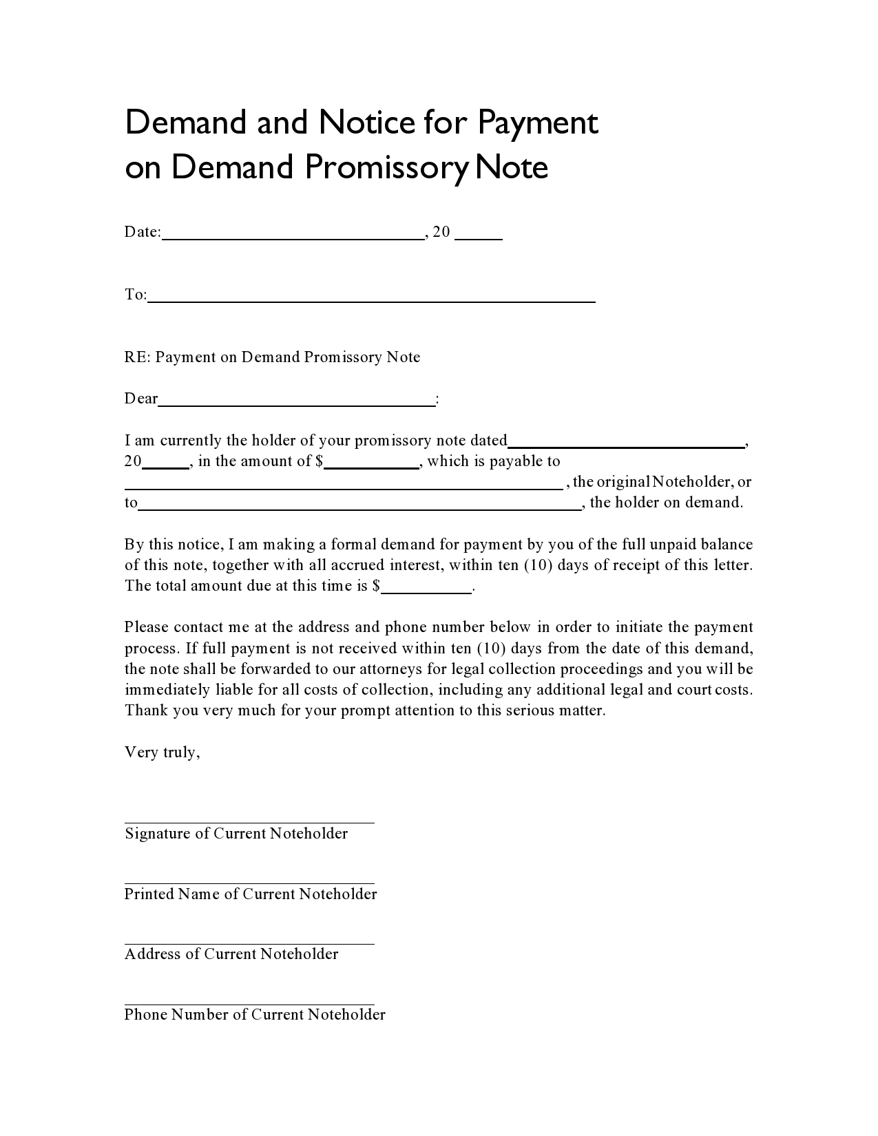 Free promissory note template 37
