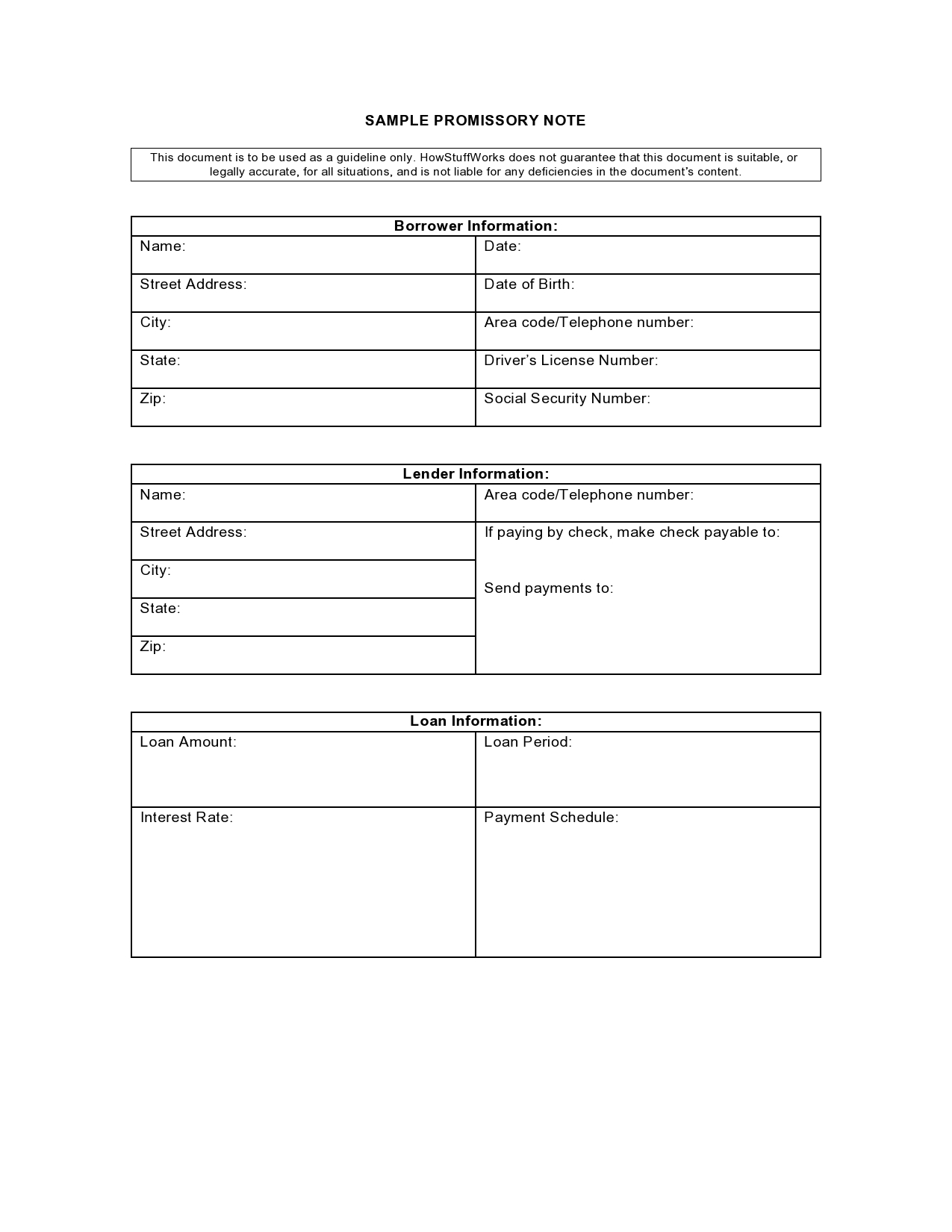 Free promissory note template 42