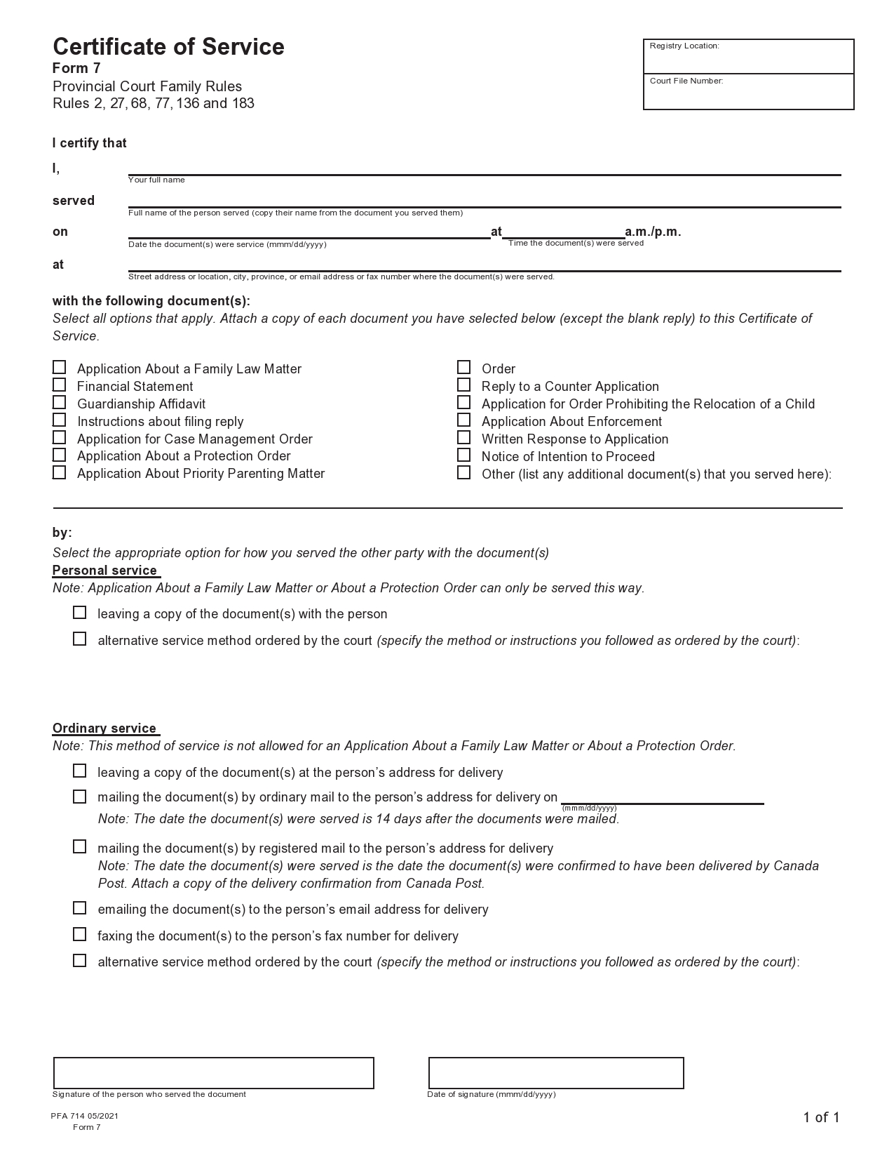 Free proof of service form 09