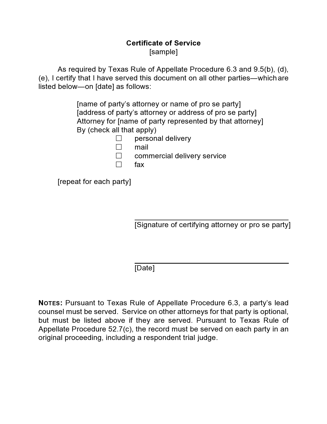 Free proof of service form 16