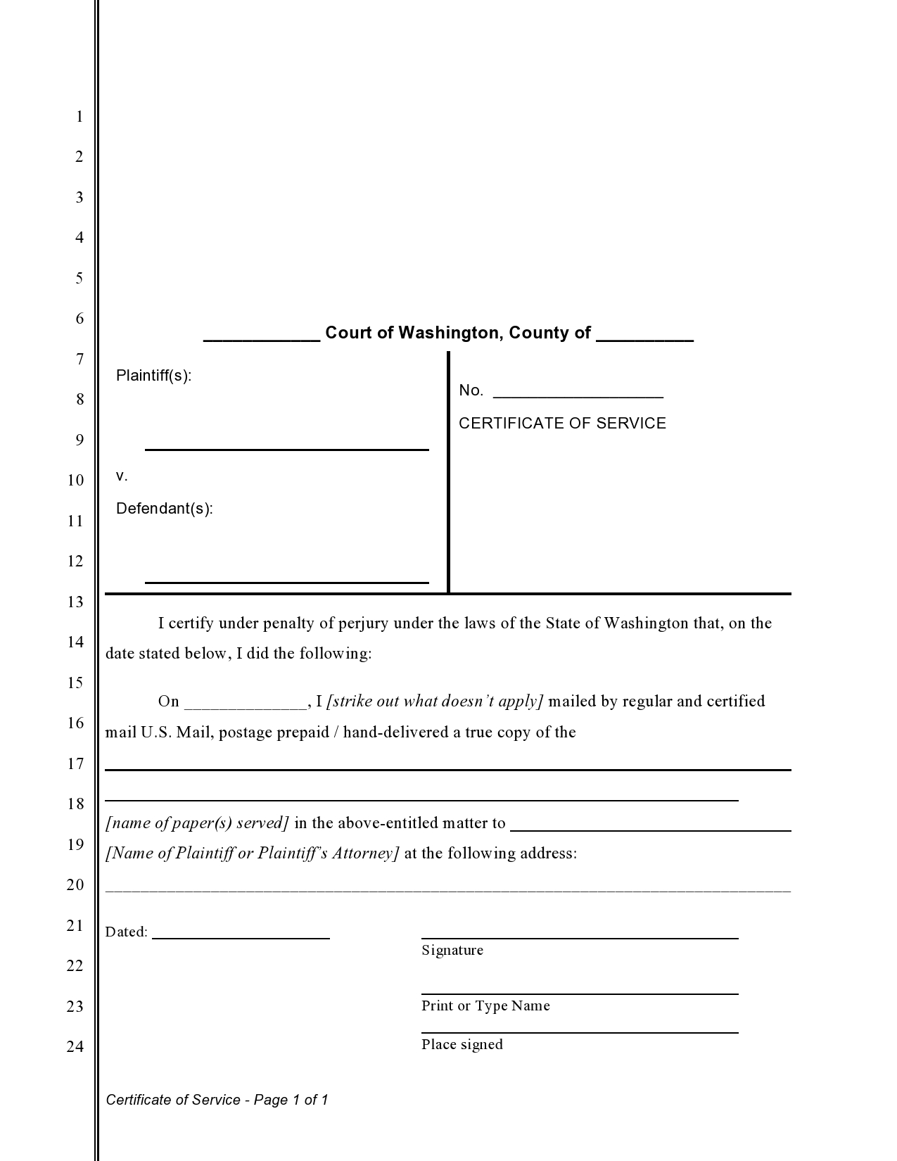 Free proof of service form 19